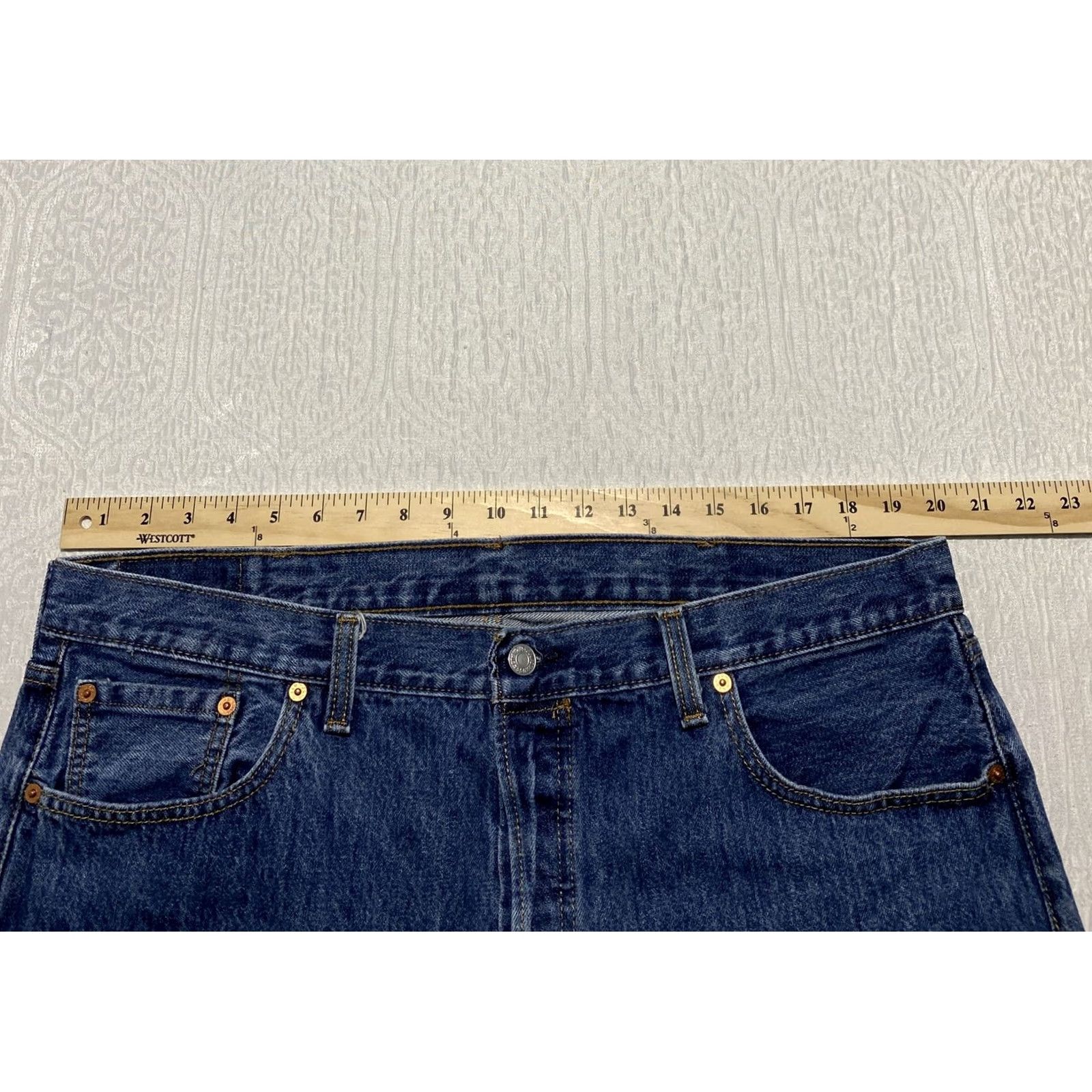 Levi's Levi's 501 Jeans Mens 40x30 Blue Denim Straight Leg Button Fly Classic Size US 40 / EU 56 - 4 Thumbnail
