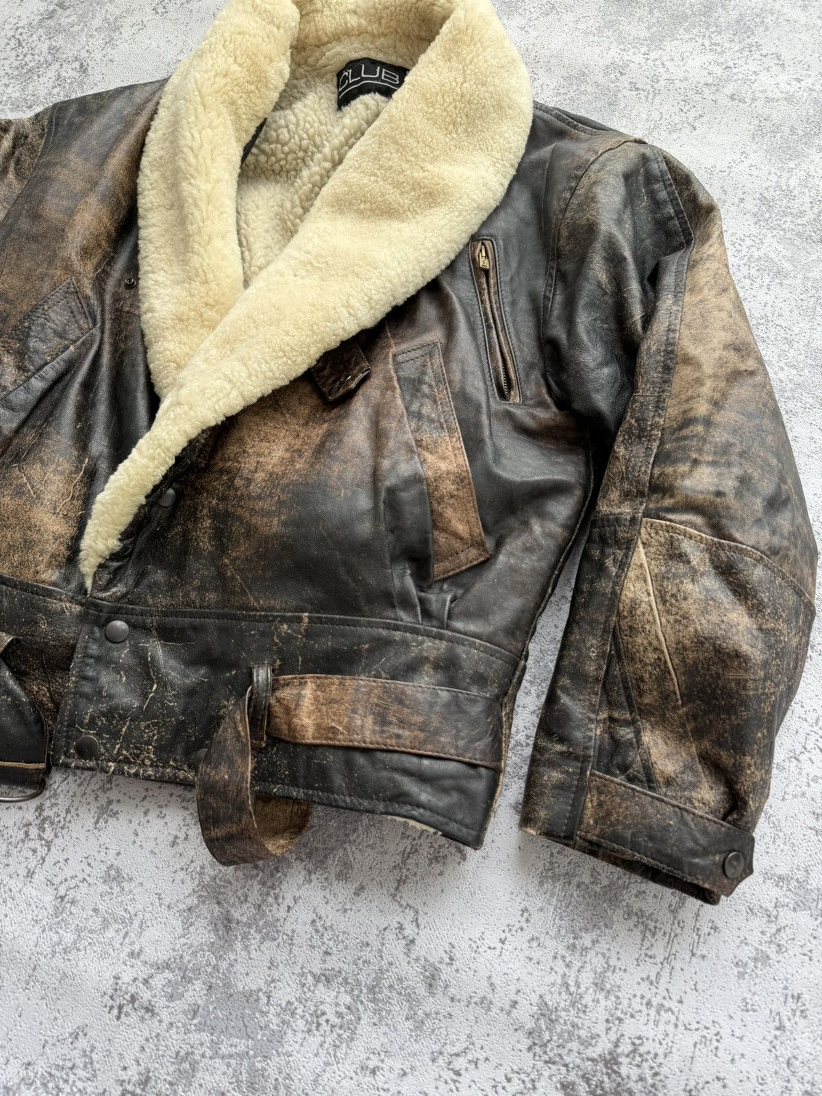 Vintage Rare Club UK Vintage Shearling Leather Jacket Size US M / EU 48-50 / 2 - 4 Thumbnail