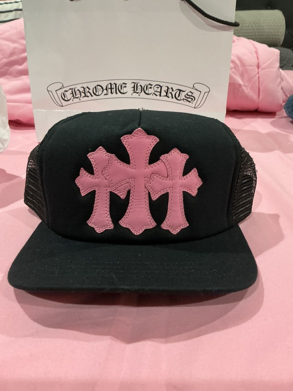 Chrome Hearts Chrome Hearts Brown/Pink Cross Patch Hat | Grailed