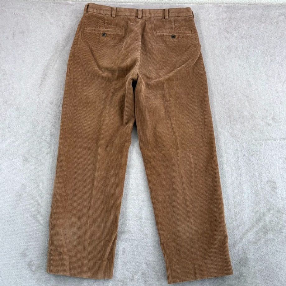 Brooks Brothers VINTAGE Brooks Brothers Pleated Dress Pants Corduroy 35x29 Brown Old Money Luxury Baggy Size US 35 - 3 Thumbnail
