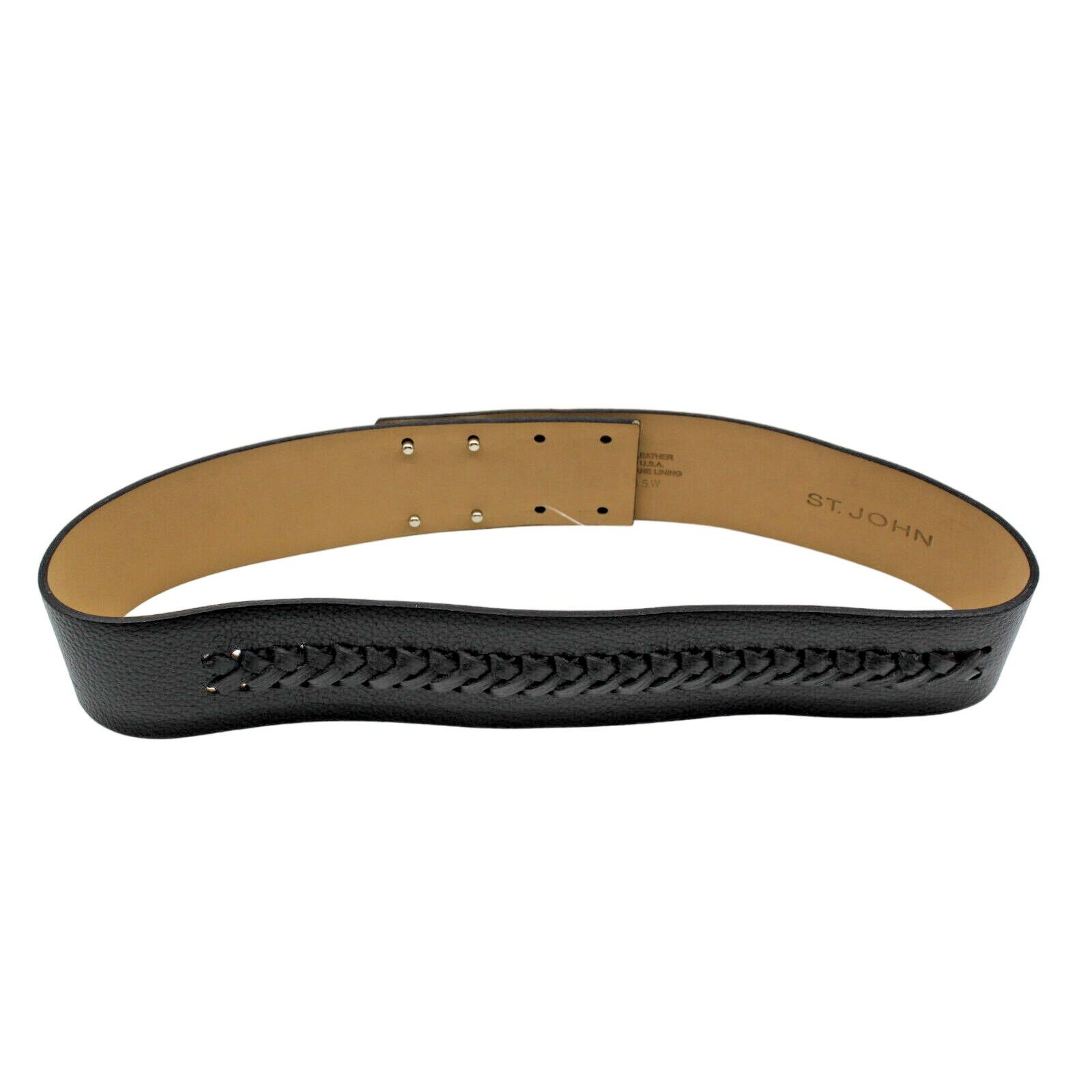 St. John B5 100% Authentic New ST JOHN Leather Brown Caviar Belt $345 Size ONE SIZE - 2 Thumbnail