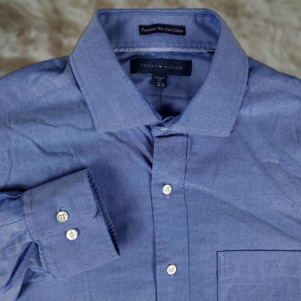 Tommy Hilfiger Tommy Hilfiger Dress Shirt Mens 15.5 Blue Solid Long Sleeve Button Up Size 40R - 1 Thumbnail