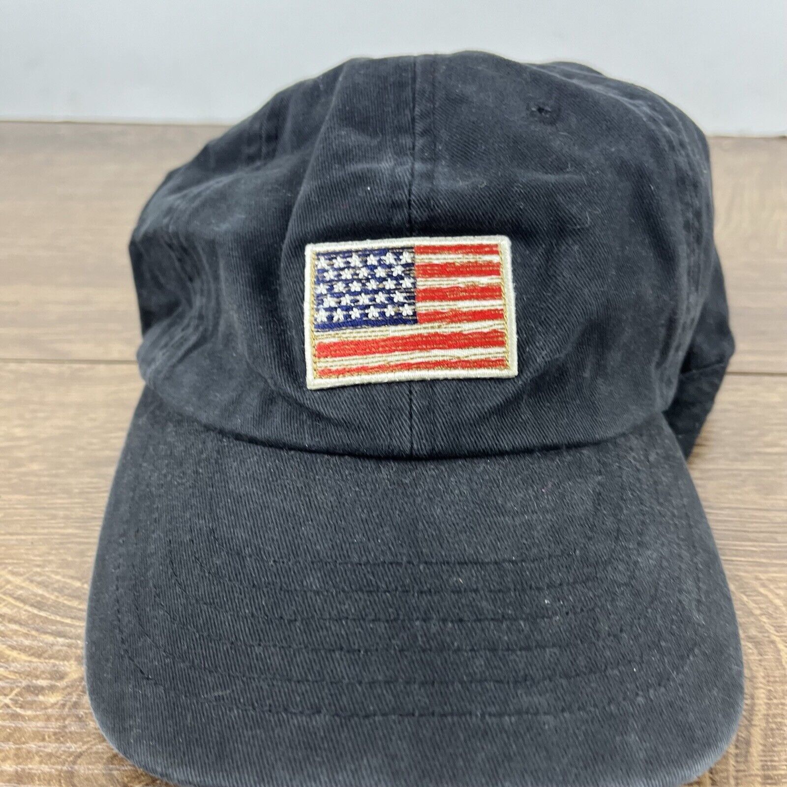 Other Vintage USA Flag Patch Hat Black Cap Adjustable Hat Black Ad Size ONE SIZE - 6 Thumbnail