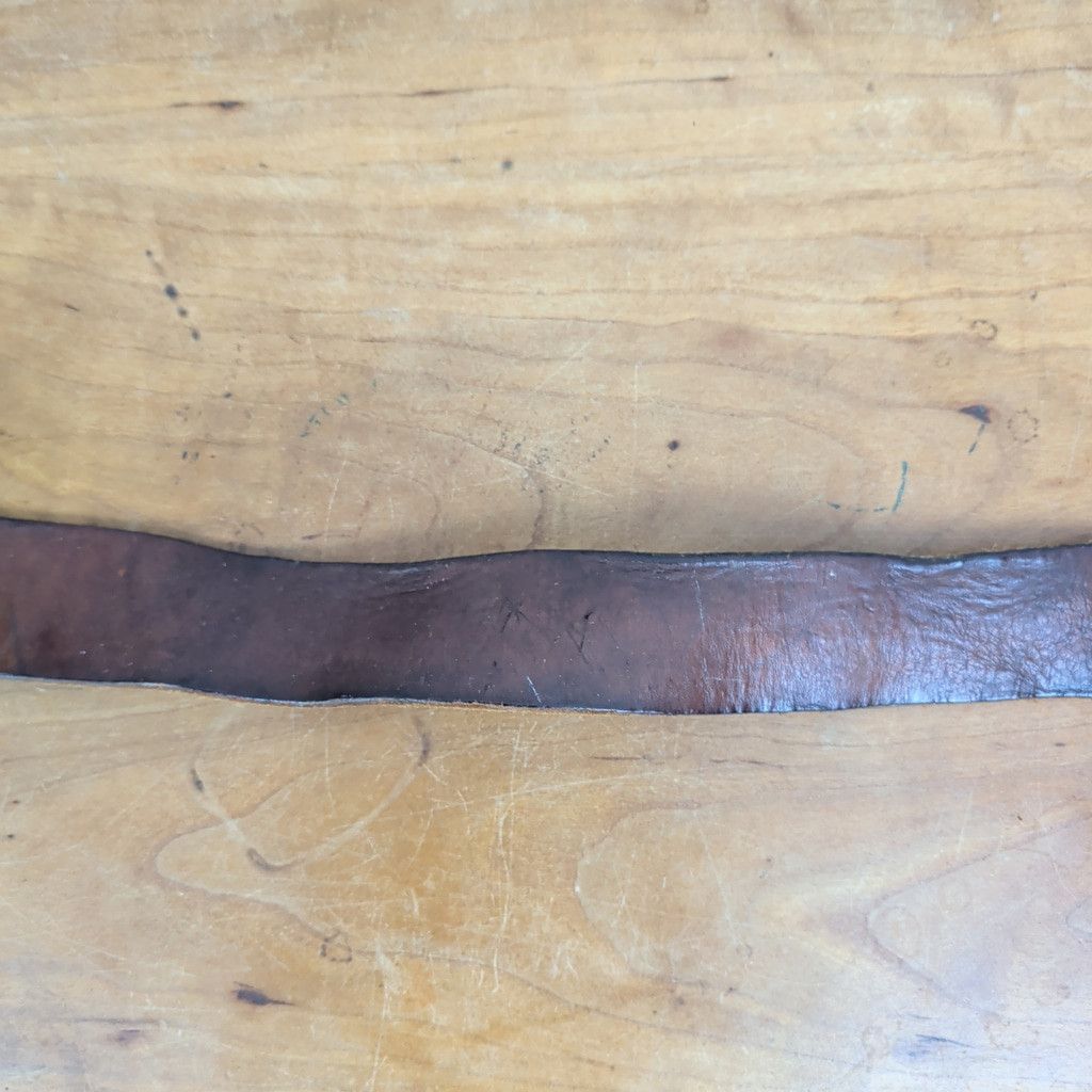 Vintage Vintage Leather Belt with Crescent Cast Buckle 26" Size ONE SIZE - 5 Thumbnail