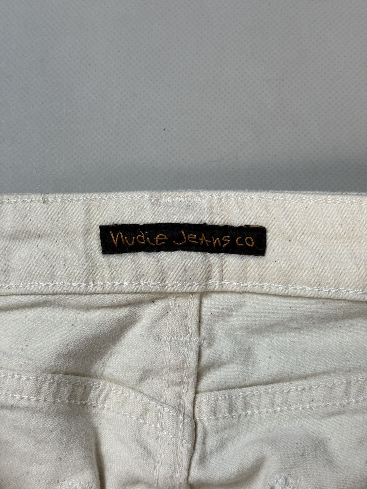 Nudie Jeans Nudie Jeans Co Skinny Lin Ecru Stretch Twill Men’s Jeans Size US 31 - 12 Thumbnail