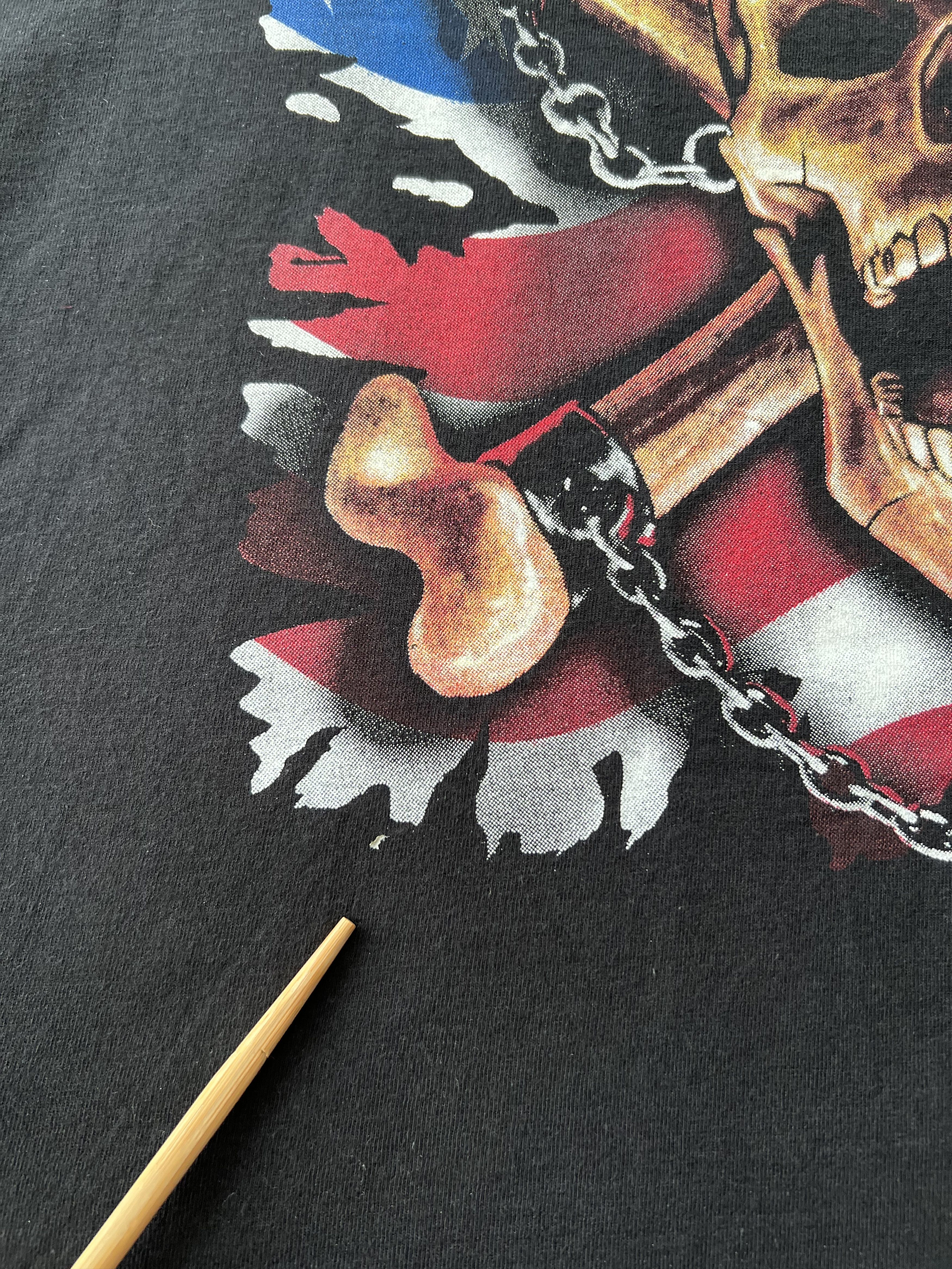 Band Tees Vintage 2000s Slayer Skull USA Flag Metal Band Black T-shirt Size US M / EU 48-50 / 2 - 6 Thumbnail