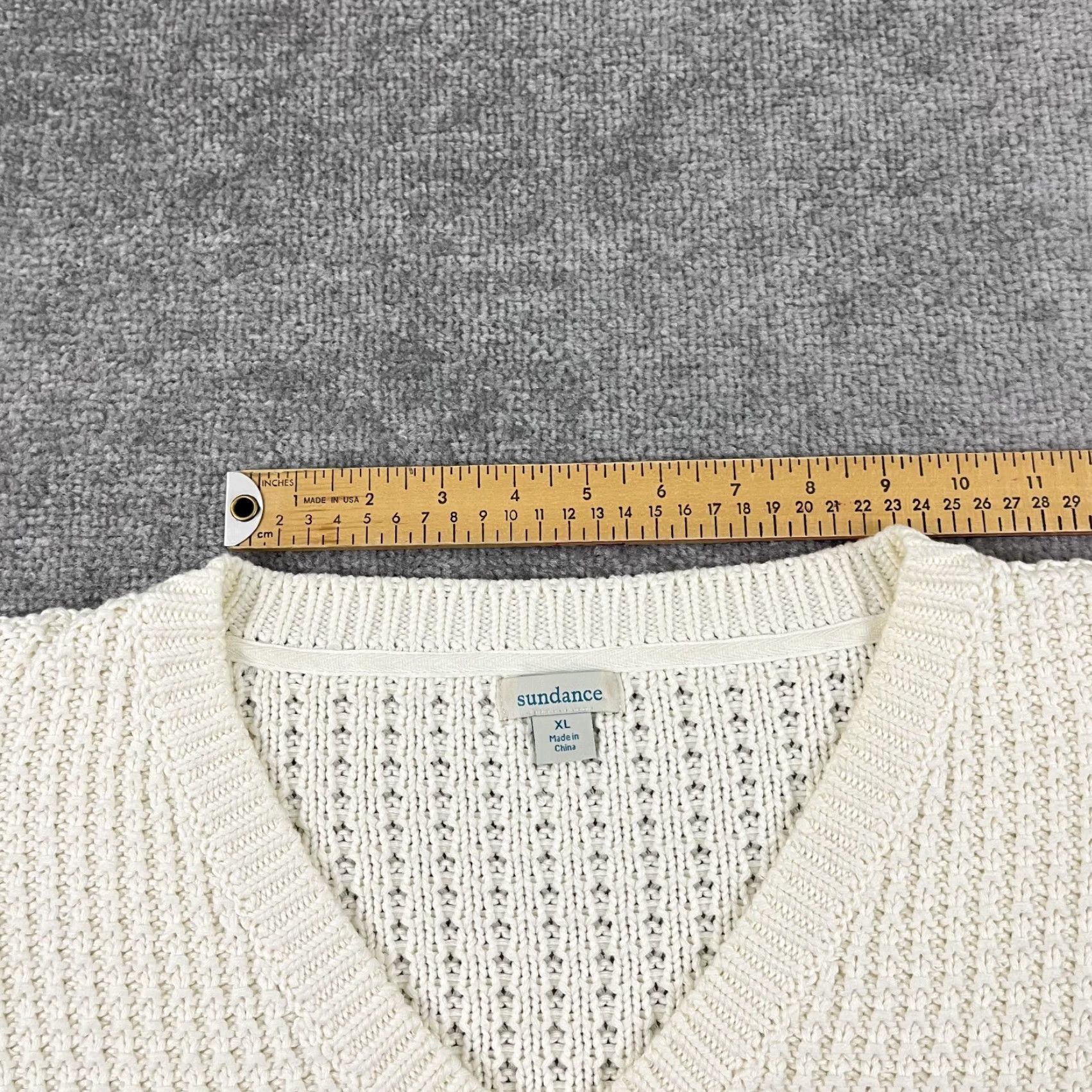 Vintage Sundance Sweater Womens XL White Chunky Knit Short Sleeve V-Neck Casual Retro Size XL / US 12-14 / IT 48-50 - 6 Thumbnail