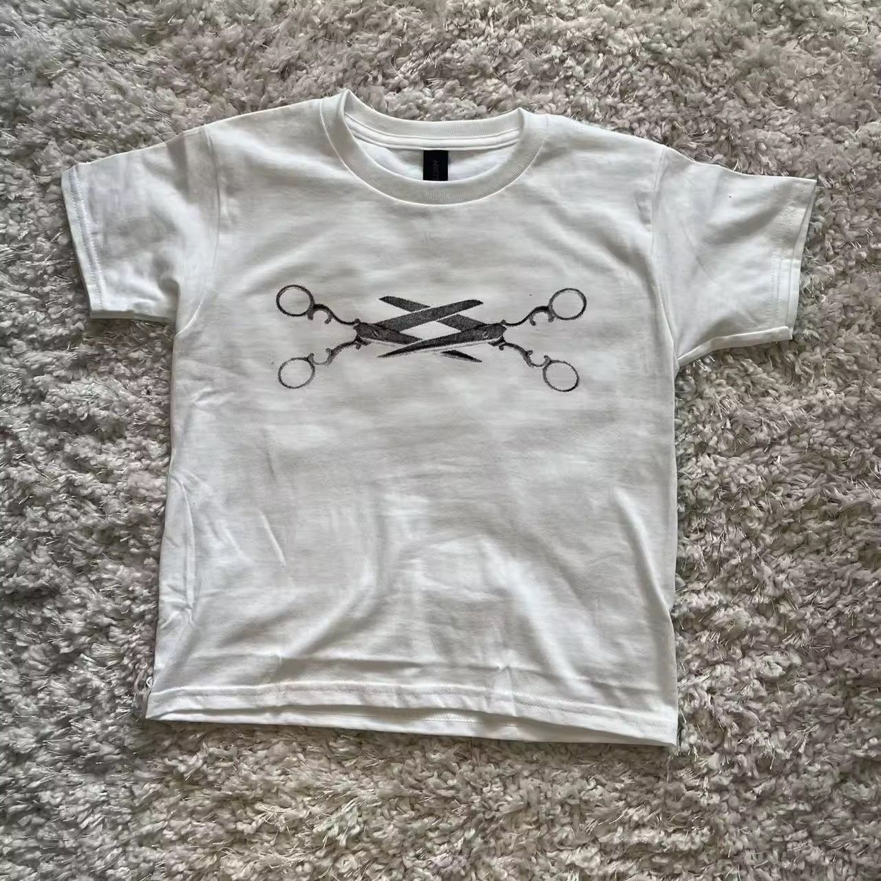 Other White cotton scissor design crop top Size L / US 10 / IT 46 - 2 Thumbnail