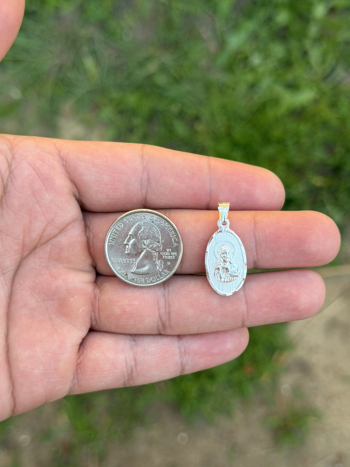 Sterling Silver Silver double-sided Sagrado Corazón & Virgin Mary pendant Size ONE SIZE - 3 Thumbnail