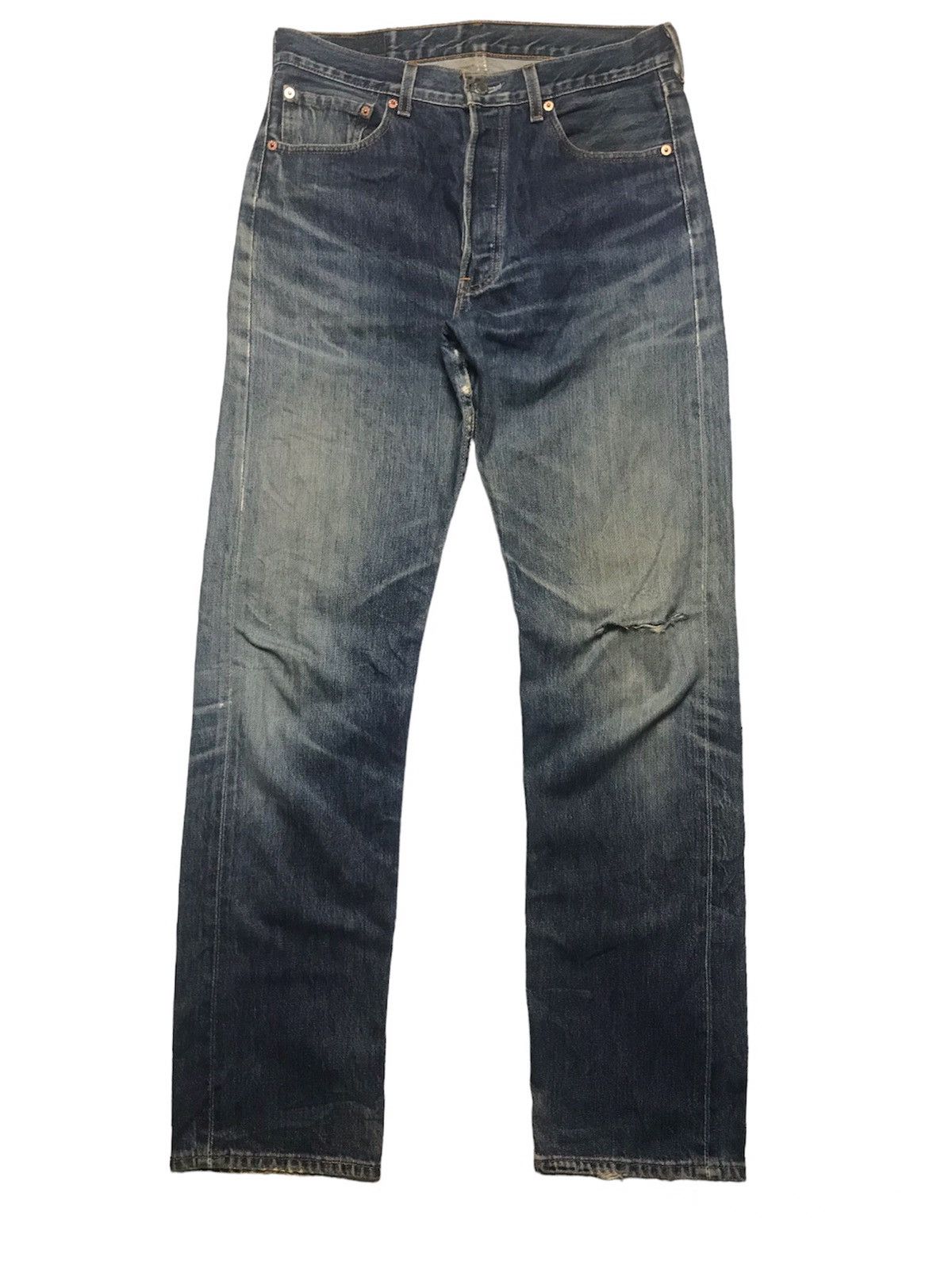 image of Vintage 97 Levi’S 501 Distressed Denim in Blue Denim, Men's (Size 31)