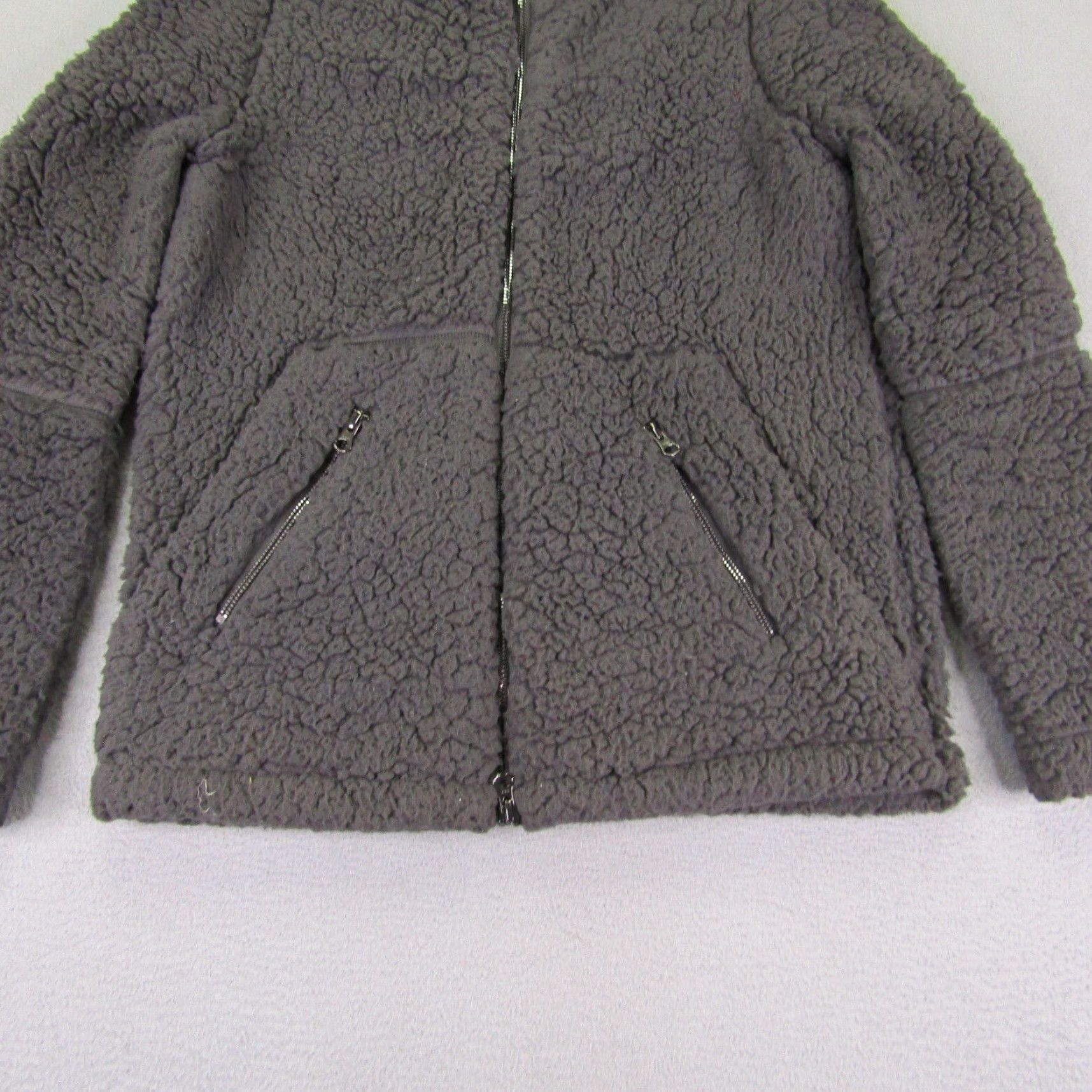 Vintage Zella Jacket Womens XS Gray Sherpa Fleece Full Zip Zipper Pockets Casual Outdoor Size XS / US 0-2 / IT 36-38 - 3 Thumbnail