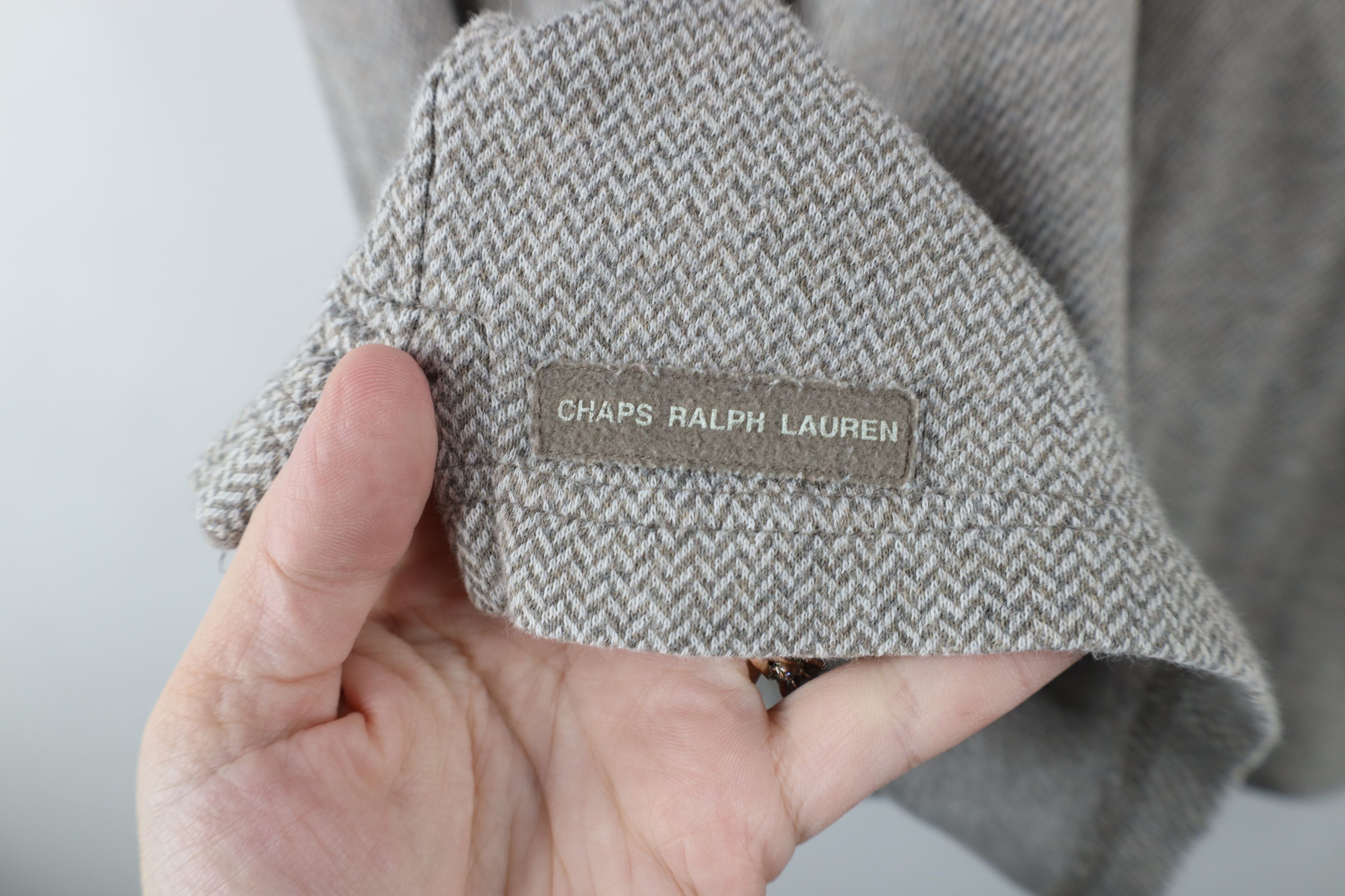 Ralph Lauren × Vintage Vintage 90s Chaps Ralph Lauren Herringbone Long Sleeve Polo Size US XL / EU 56 / 4 - 7 Thumbnail