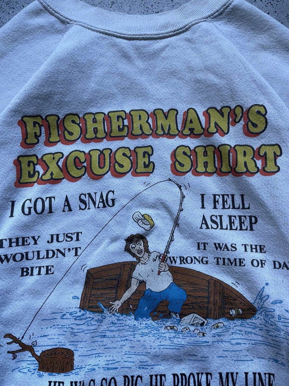 Vintage Vintage 1989 Fisherman’s Excuse Shirt White Sweatshirt Humor Size US L / EU 52-54 / 3 - 4 Thumbnail