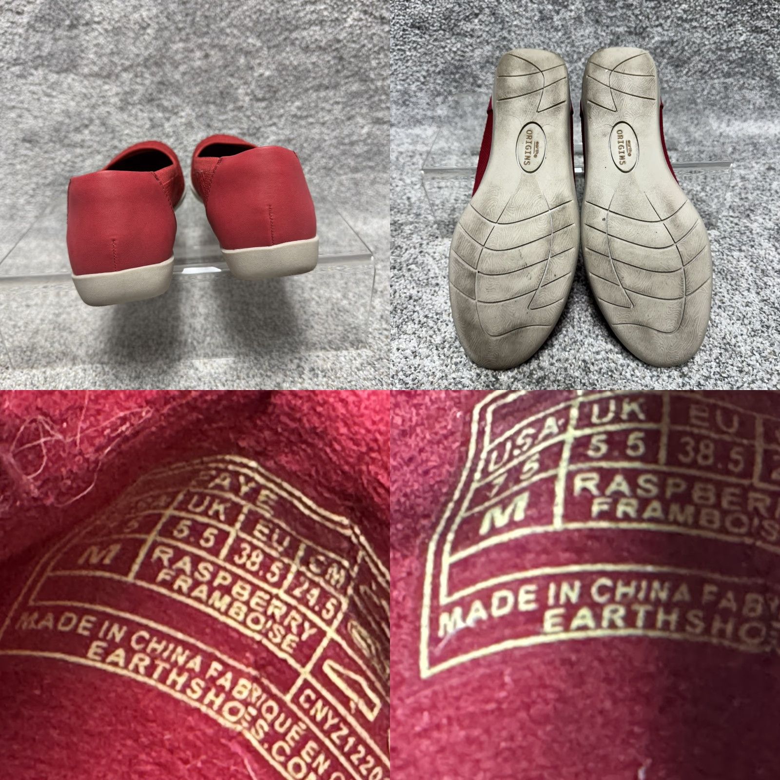 Vintage Earth Origins Faye Slip-On Flats Women 7.5 Red Perforated Boho Chic Comfort Office Shoes Size US 6 / IT 36 - 8 Thumbnail