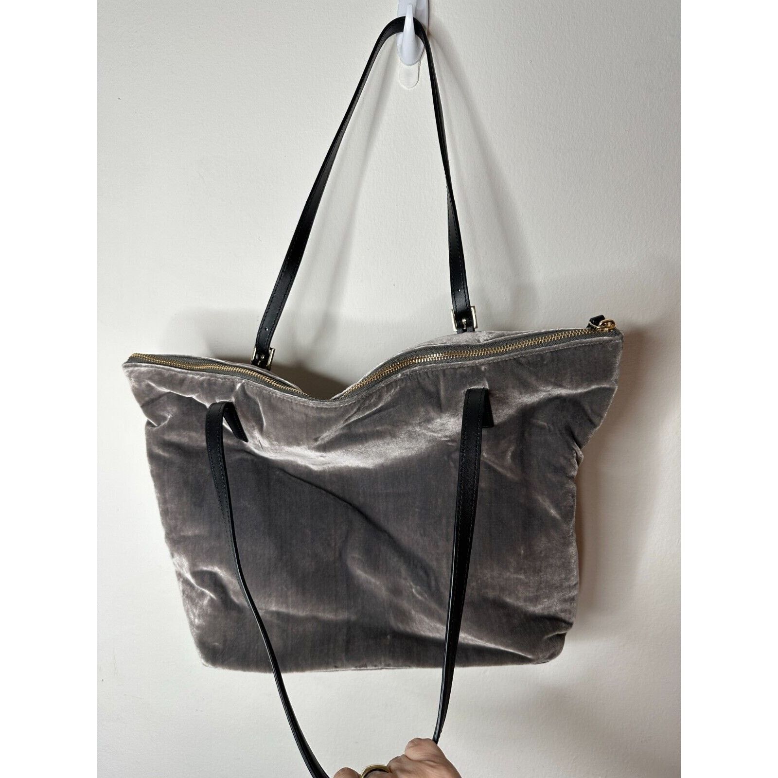 Kate Spade Kate Spade Gray Kona Dawn Place Velvet Leather Handle Tote L Size ONE SIZE - 7 Thumbnail