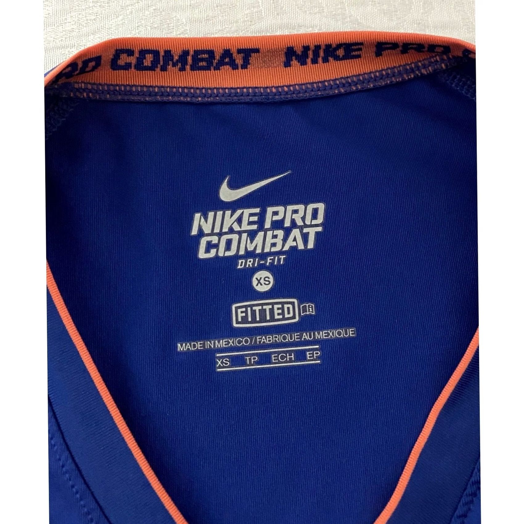 Nike Nike Dri-Fit Pro Combat Women XS Blue Long Sleeve V-Neck Base Layer Shirt Size XS / US 0-2 / IT 36-38 - 3 Thumbnail
