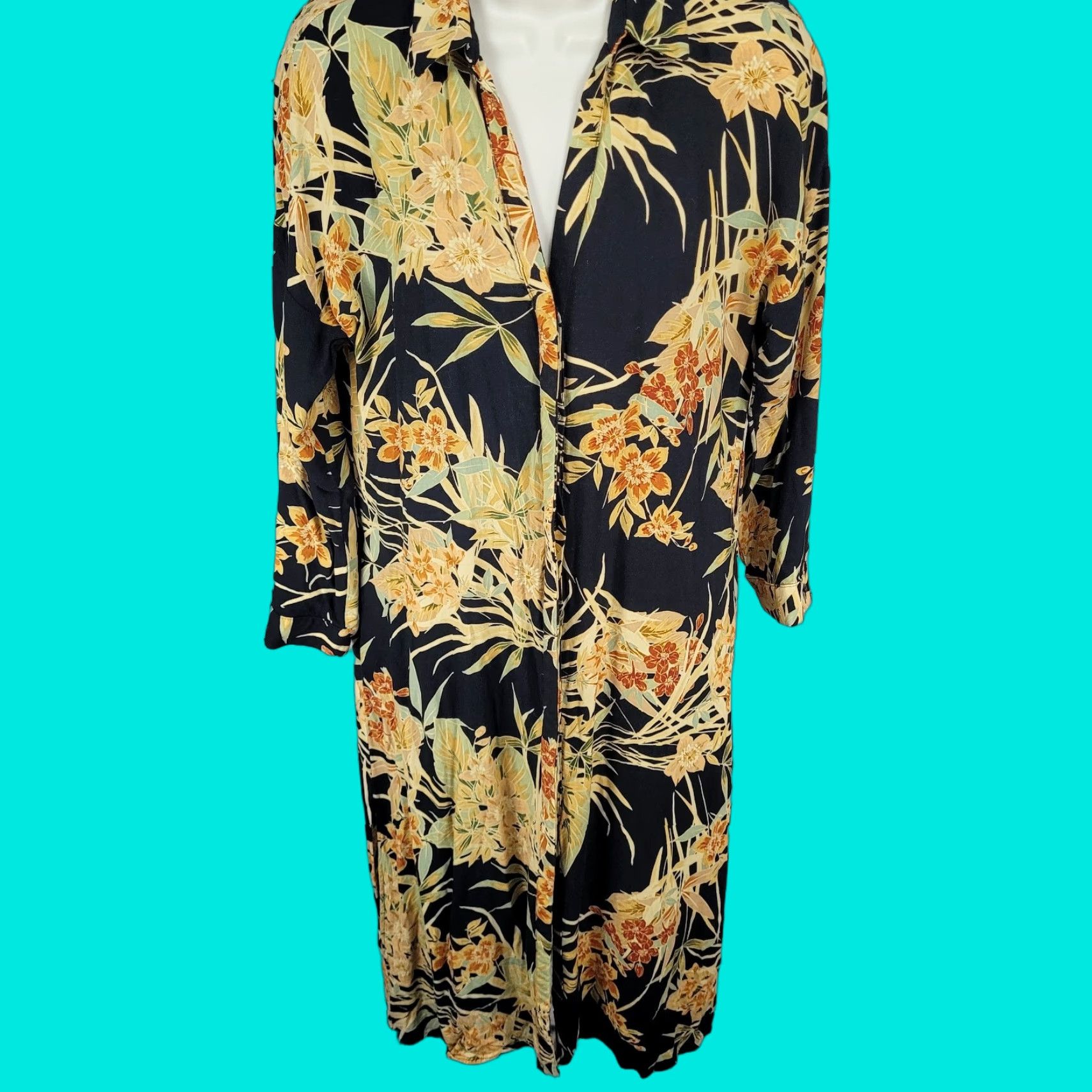 Zara VINTAGE Zara Women's Shirt Dress XS Multicolor Floral 3/4 Sleeve  Button Collared Midi Spring Summer Fall Dress | Grailed