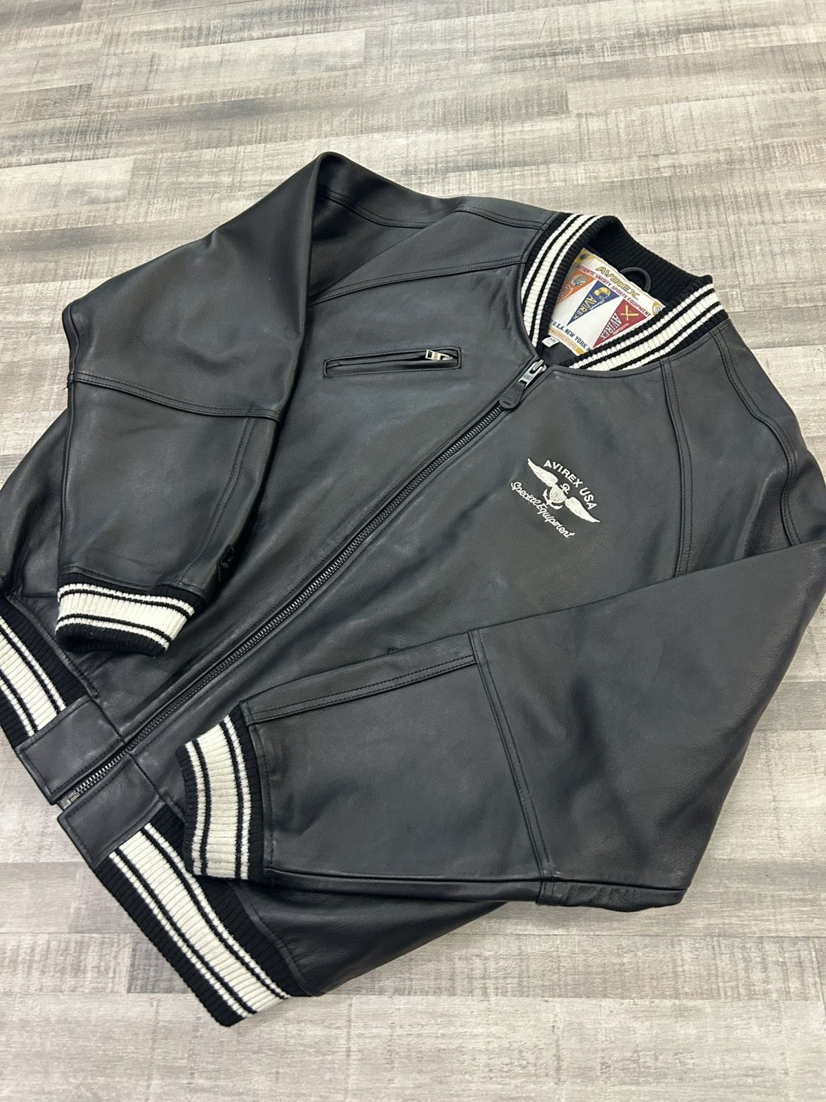 Avirex Avirex Stadium Bomber Leather Jacket Size US XXL / EU 58 / 5 - 3 Thumbnail