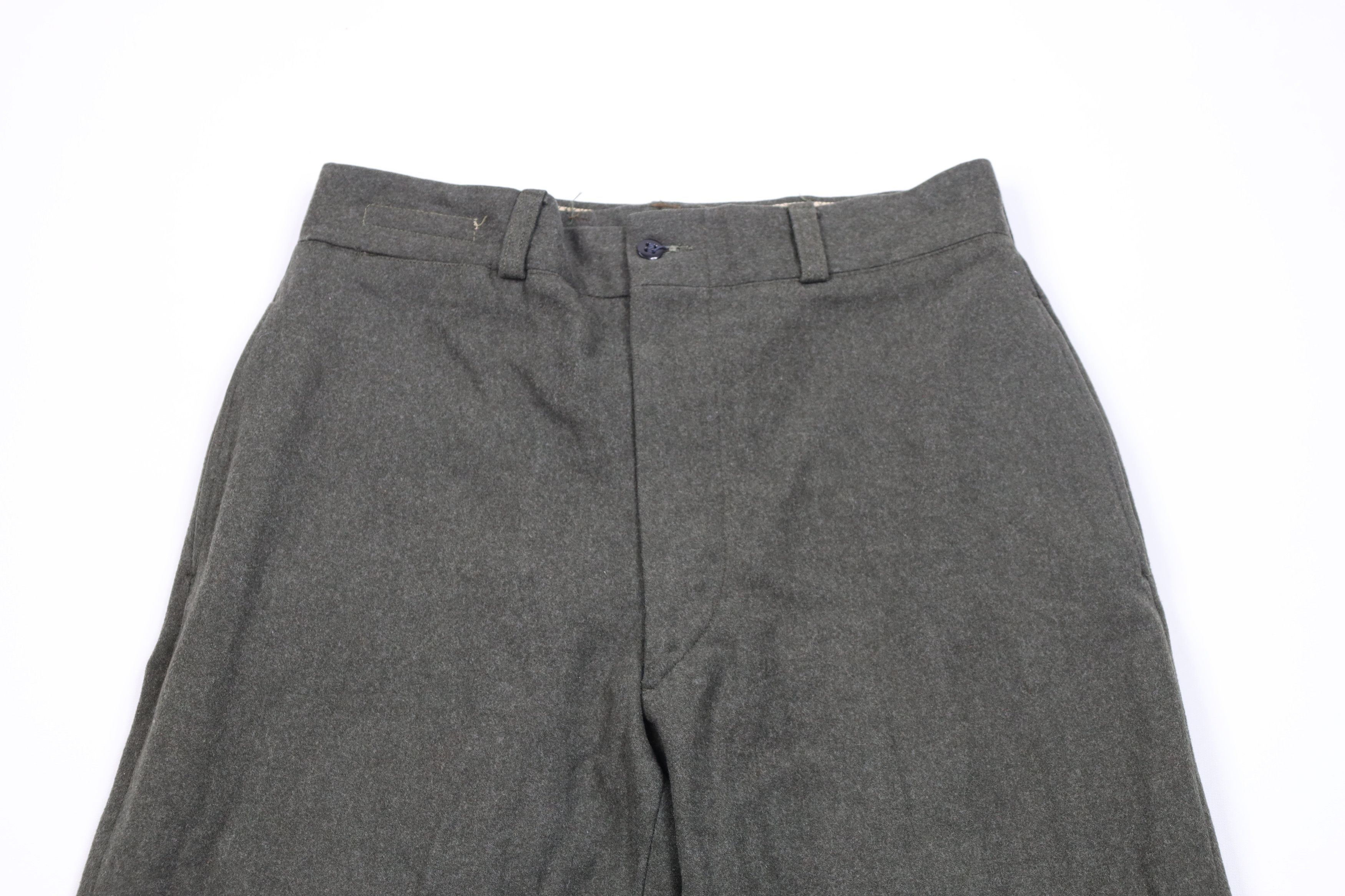 Vintage Vintage 50s Military Wool Wide Leg Pants Trousers Green USA Size US 30 / EU 46 - 2 Thumbnail