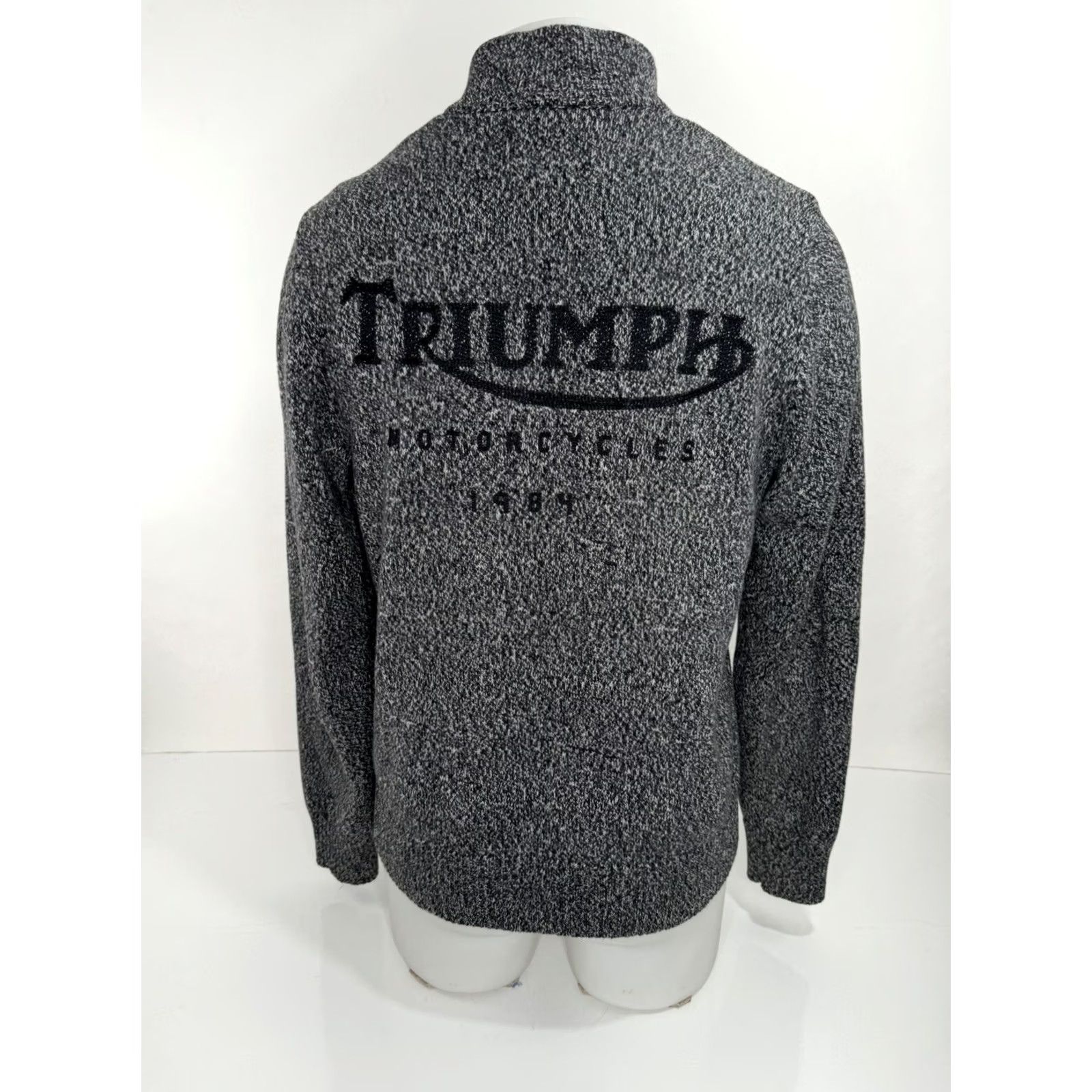 Lucky Brand Lucky Brand Mens M Full Zip Sweater Jacket / Leather? No, Cotton / Black Gray White / Full Zip / Motorcycle Theme Size US M / EU 48-50 / 2 - 2 Thumbnail