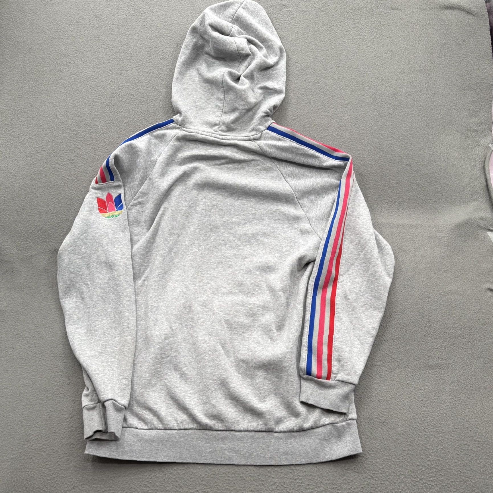 Adidas Adidas Originals Hoodie Mens Large Gray Trefoil Stripe Sleeve Pullover Size US L / EU 52-54 / 3 - 3 Thumbnail