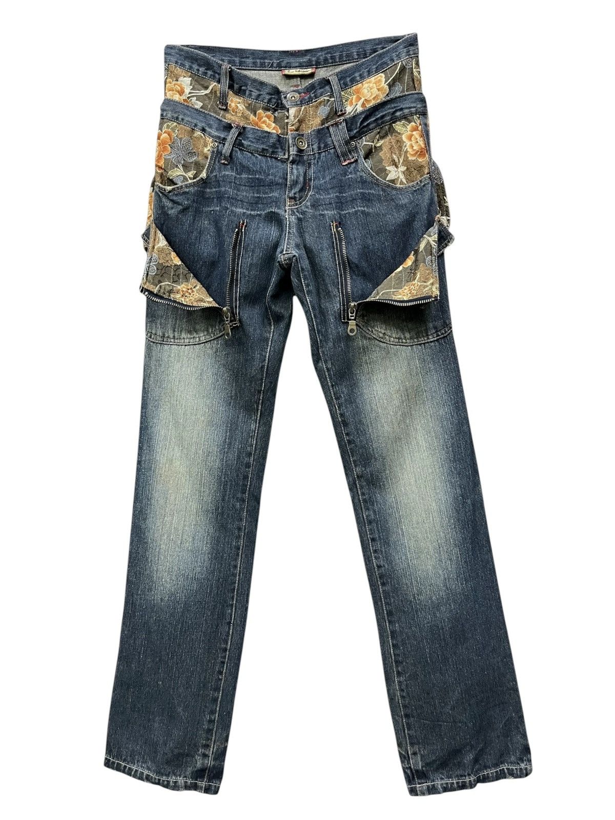 Pure Blue Japan Ultra Rare Gumu Grunge Mudwash Karakuri Sukajan Denim XL Size US 31 - 2 Thumbnail