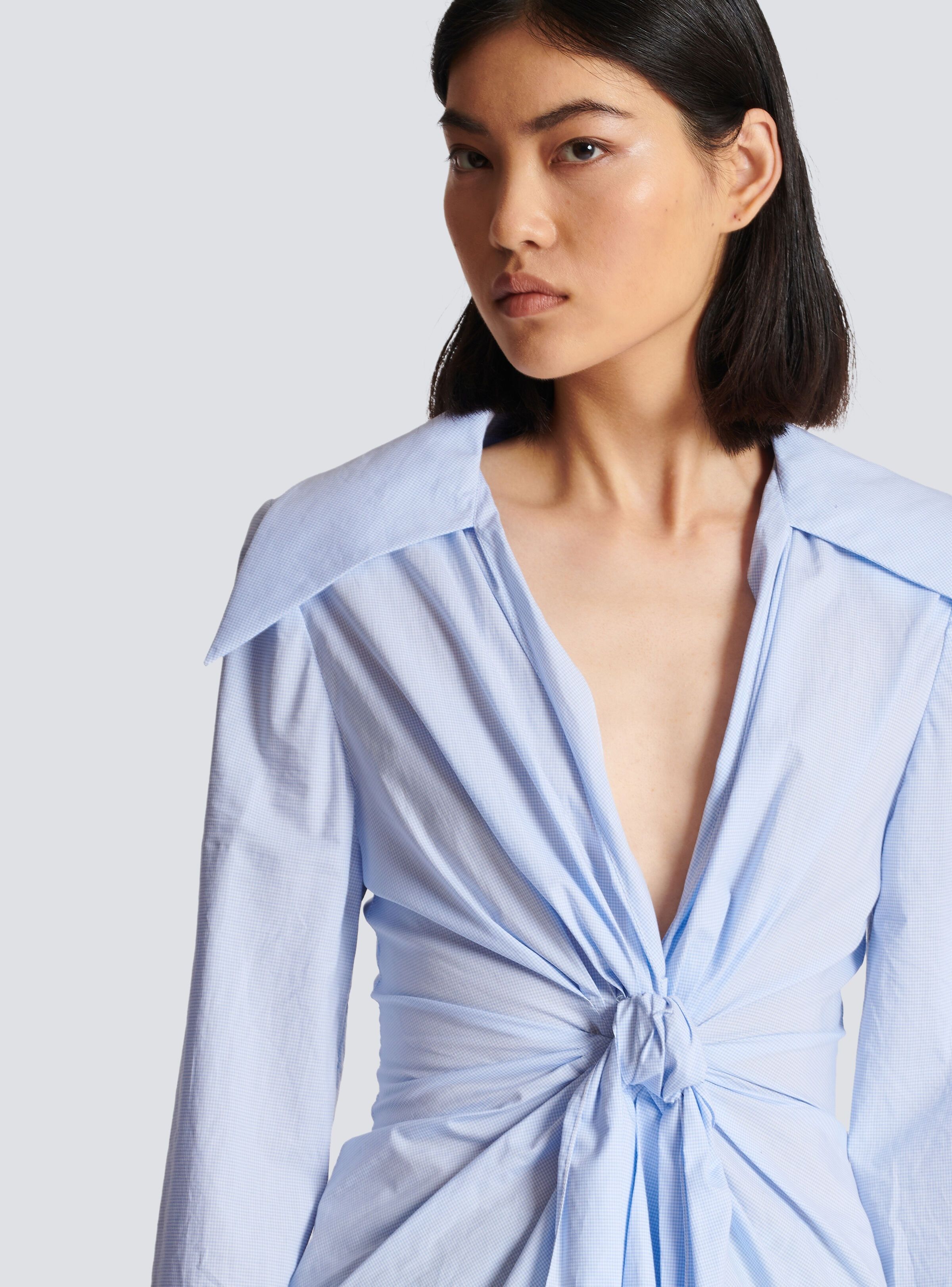 Balmain o1y0625 Checked Shirt in Sky Blue Size S / US 4 / IT 40 - 7 Thumbnail