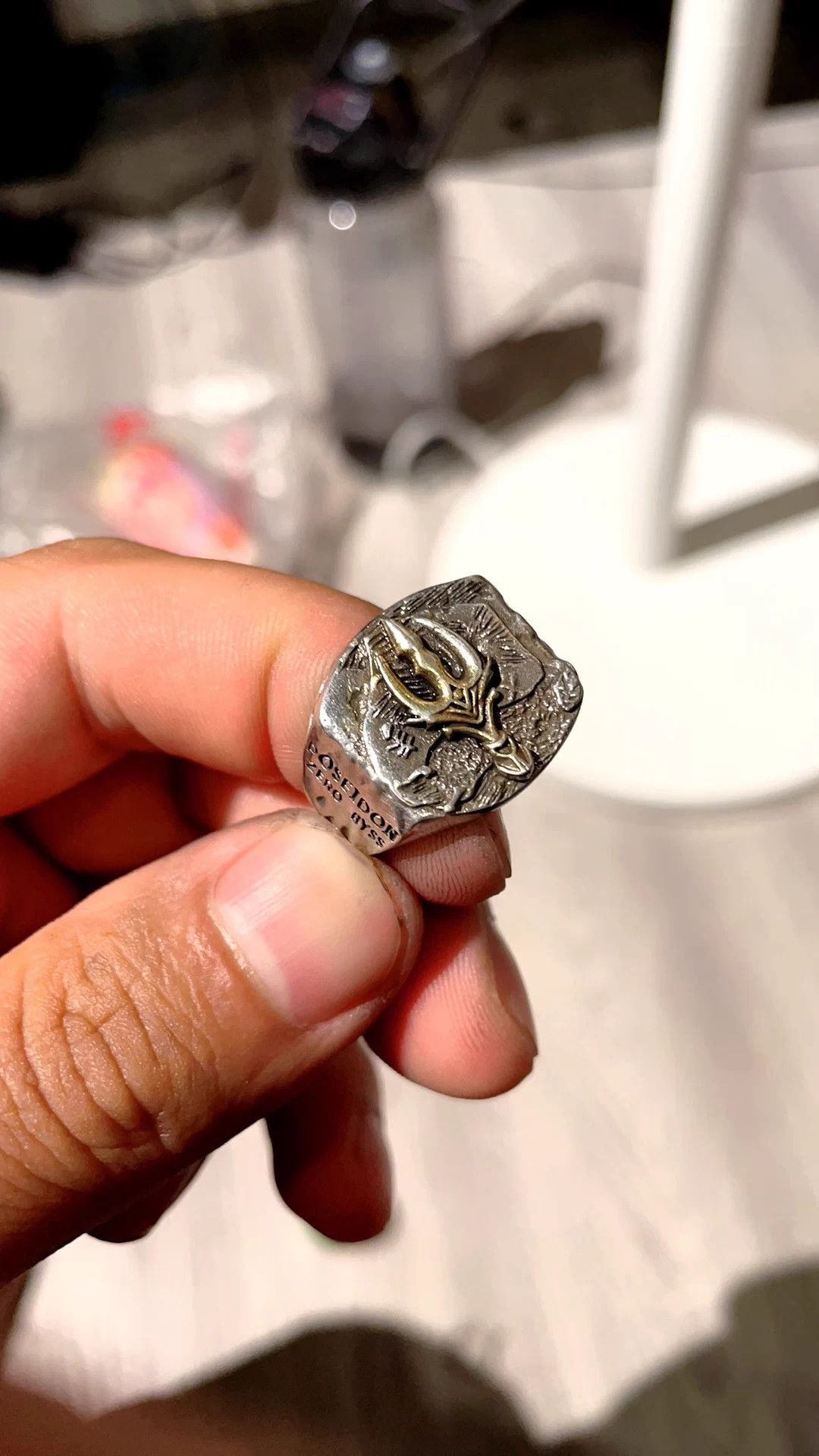 VIBE Chrome Aquaman Silver Ring Vintage Rings🔥🔥🔥 Size ONE SIZE - 1 Thumbnail