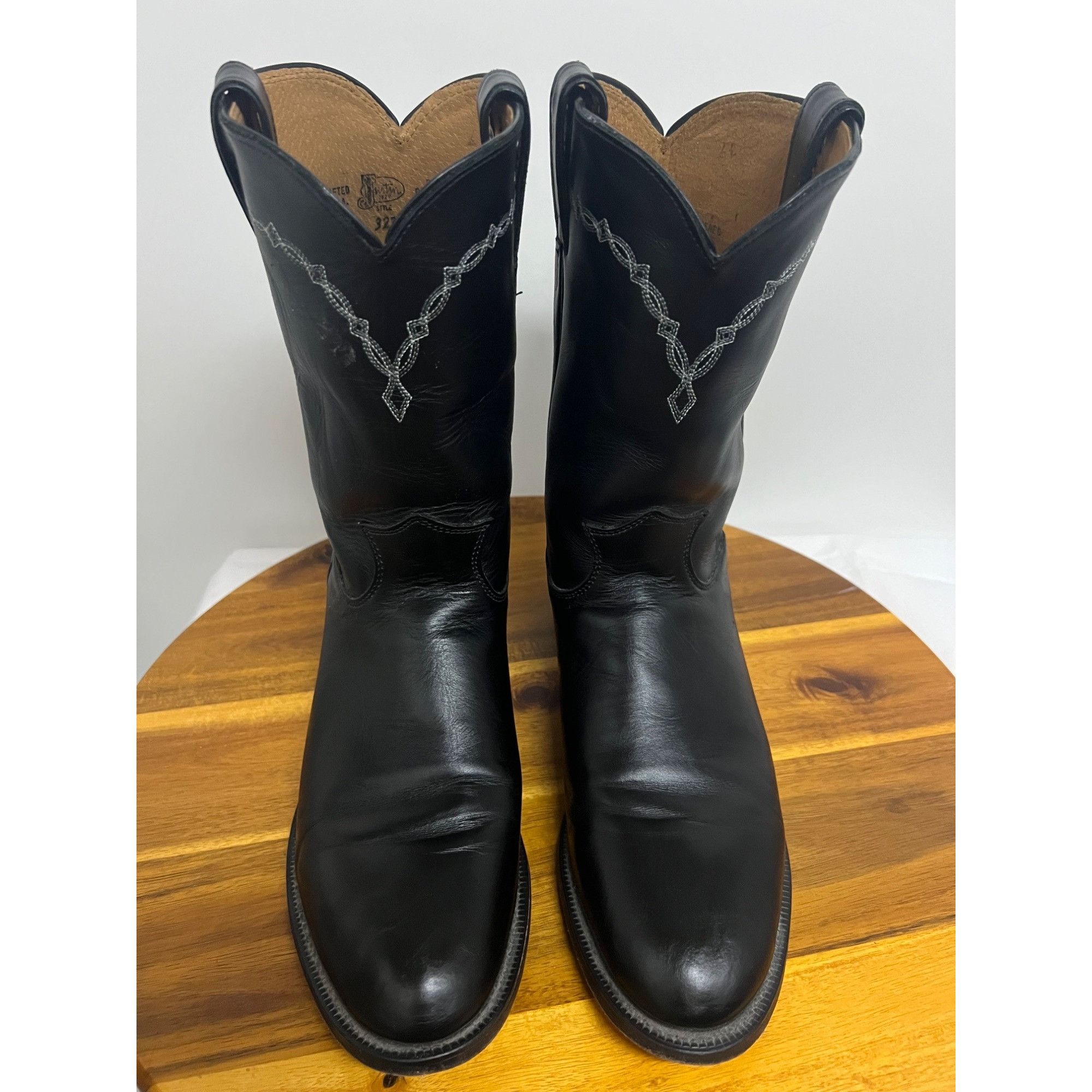 Justin Justin Brock Roper Mens Western Cowboy Boots US 9.5 Black Le Size US 9.5 / EU 42-43 - 2 Thumbnail