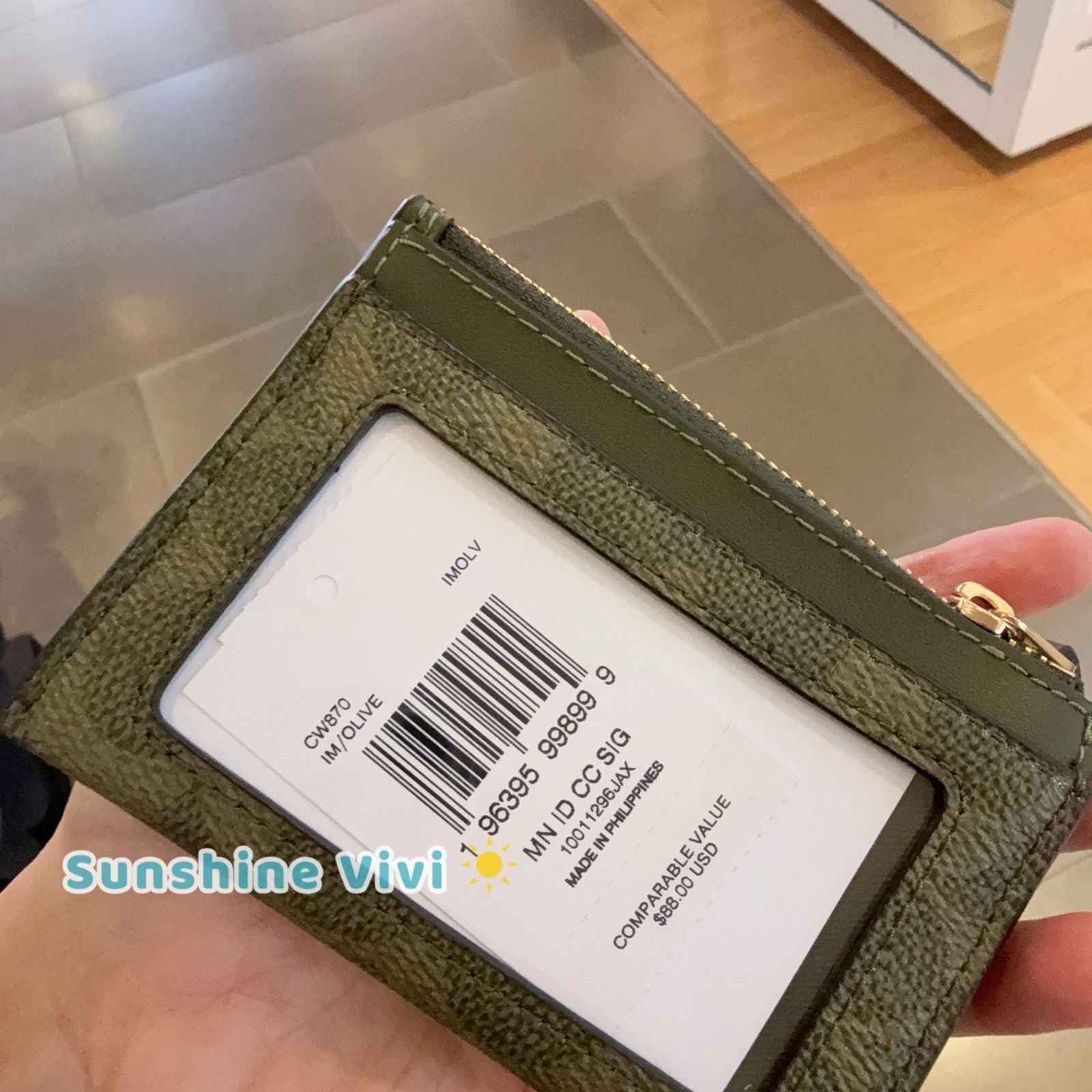 Coach NWT Coach Mini Skinny ID Case CW870 Gold/Olive Size ONE SIZE - 3 Thumbnail