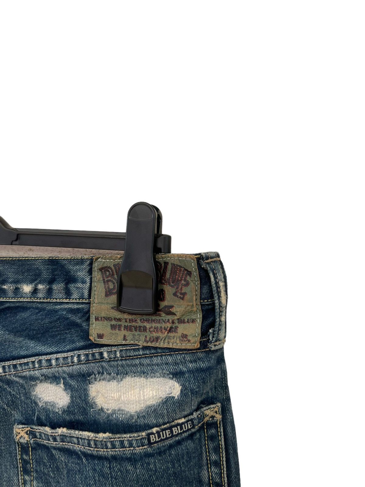 Blue Blue Japan Vintage Blue Blue Japan Distress Zigzag Denim Flare Jeans Size US 33 - 20 Thumbnail