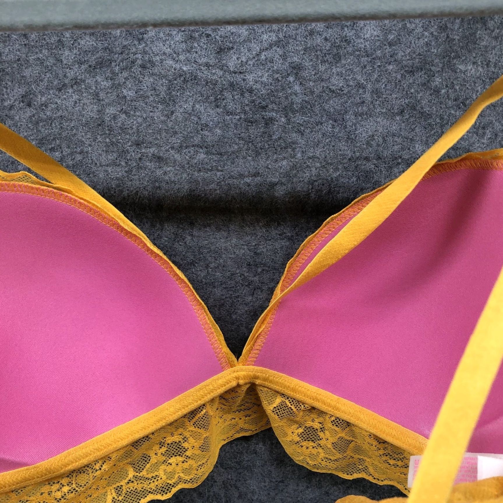 Victoria's Secret Victoria's Secret Bralette Womens Size M Canary Yellow Lace Lightly Lined Cut Out Strap Size ONE SIZE - 3 Thumbnail