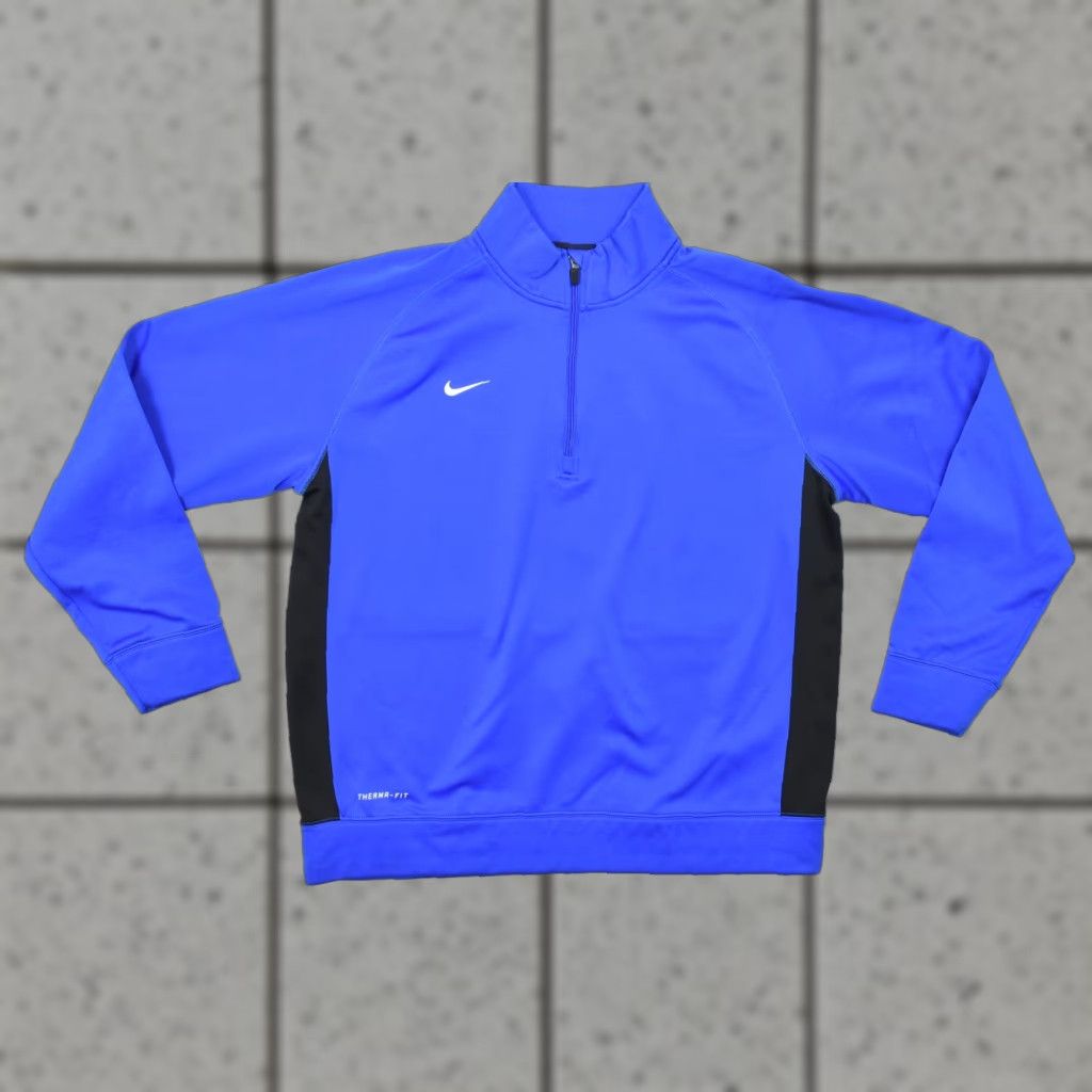 Nike Nike Therma-Fit Men's XXL 1/4 Zip Pullover Fleece Jacket Blue Black Performance Sweater Pullover Casual Winter Spring Fall Mens Size US XXL / EU 58 / 5 - 1 Thumbnail