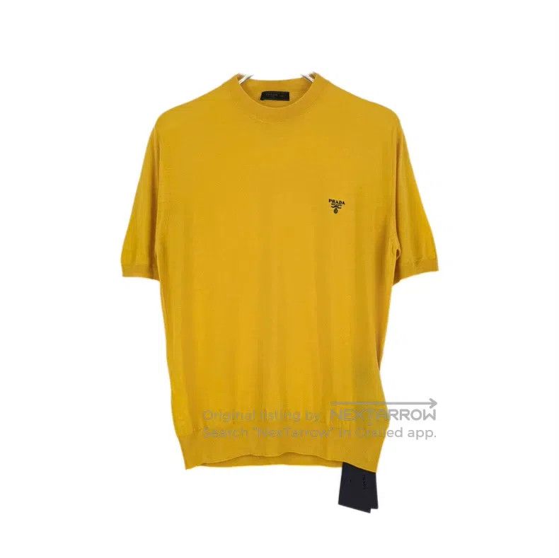 Prada Prada Yellow classic embroidered logo sheep wool knitted s Size US S / EU 44-46 / 1 - 1 Thumbnail