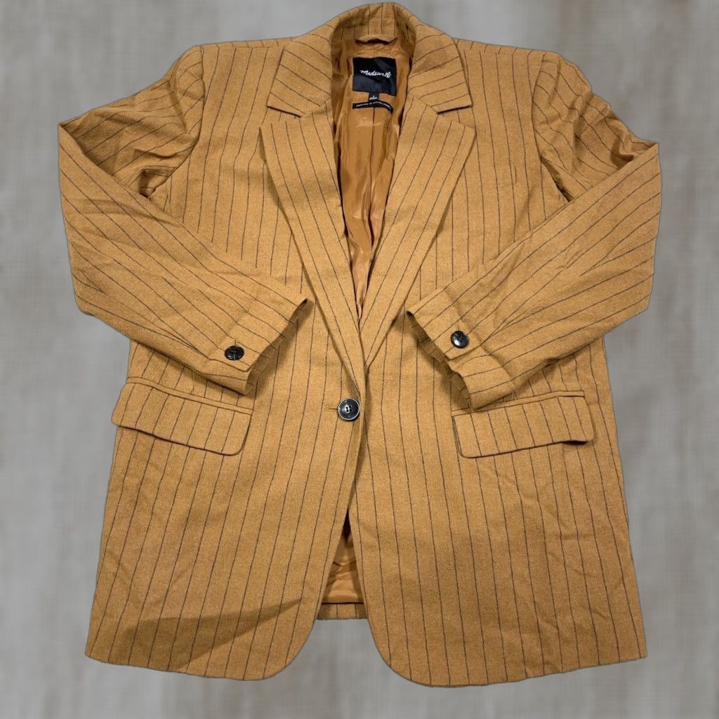Madewell Madewell Blazer Women Size 2 Wool Brown Plaid Button Front Jacket Coat Unlined Knit Basic 90s Retro Professionals Mens Womens Size XS / US 0-2 / IT 36-38 - 1 Thumbnail
