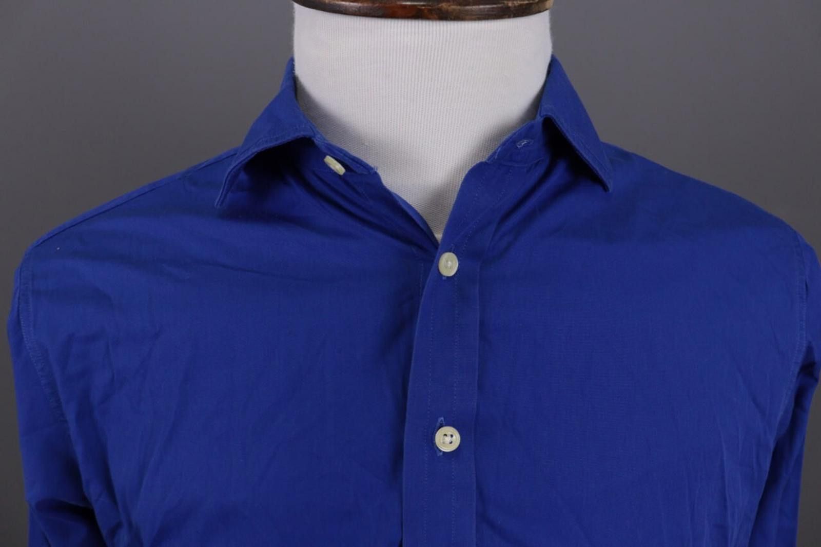 Designer Hackett London All Cotton Blue Shirt Size 39 / 15 1/2 Size US M / EU 48-50 / 2 - 4 Thumbnail