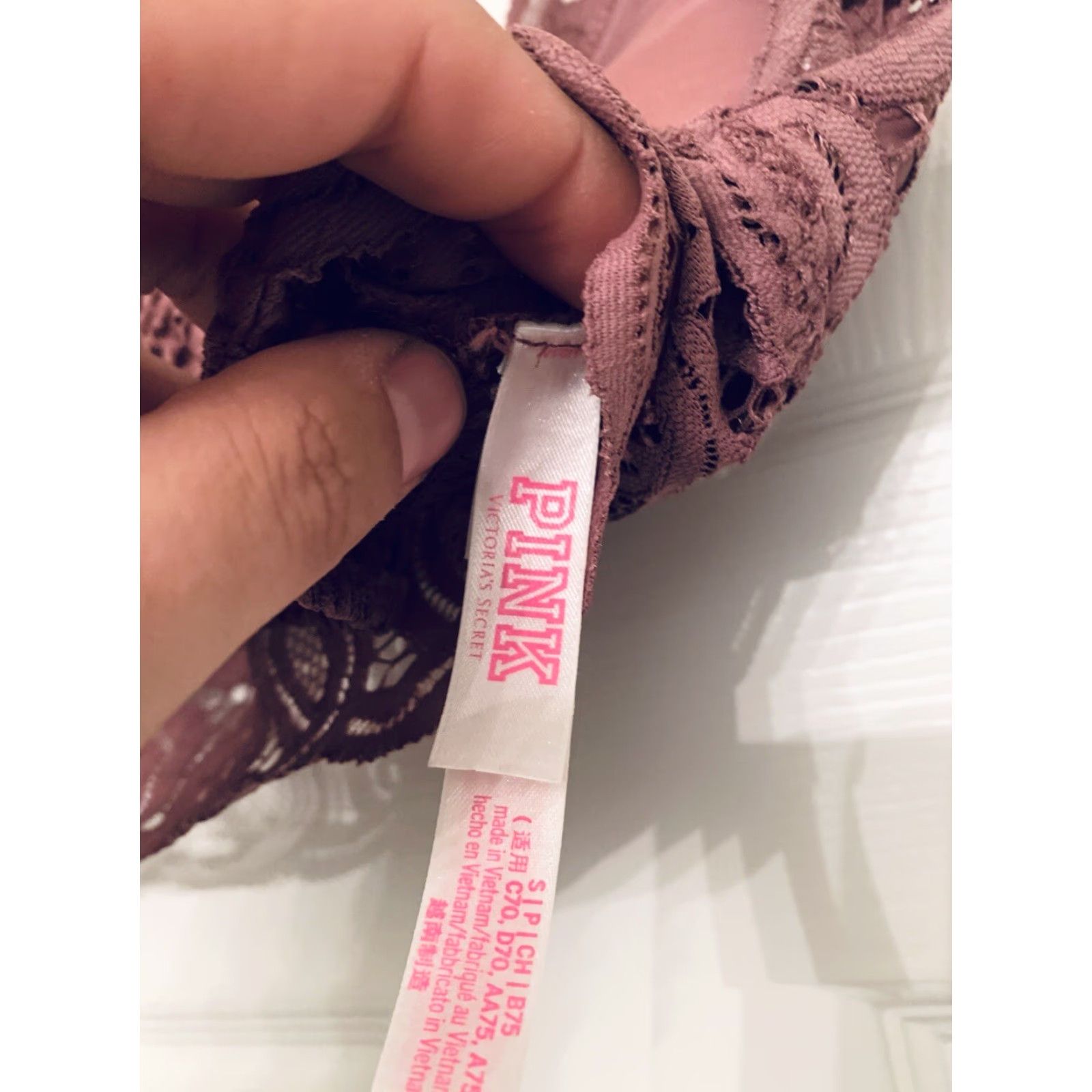 Victoria's Secret Victoria's Secret PINK Bralette Lilac Lace Crochet Strappy Spaghetti Strap Size ONE SIZE - 4 Thumbnail