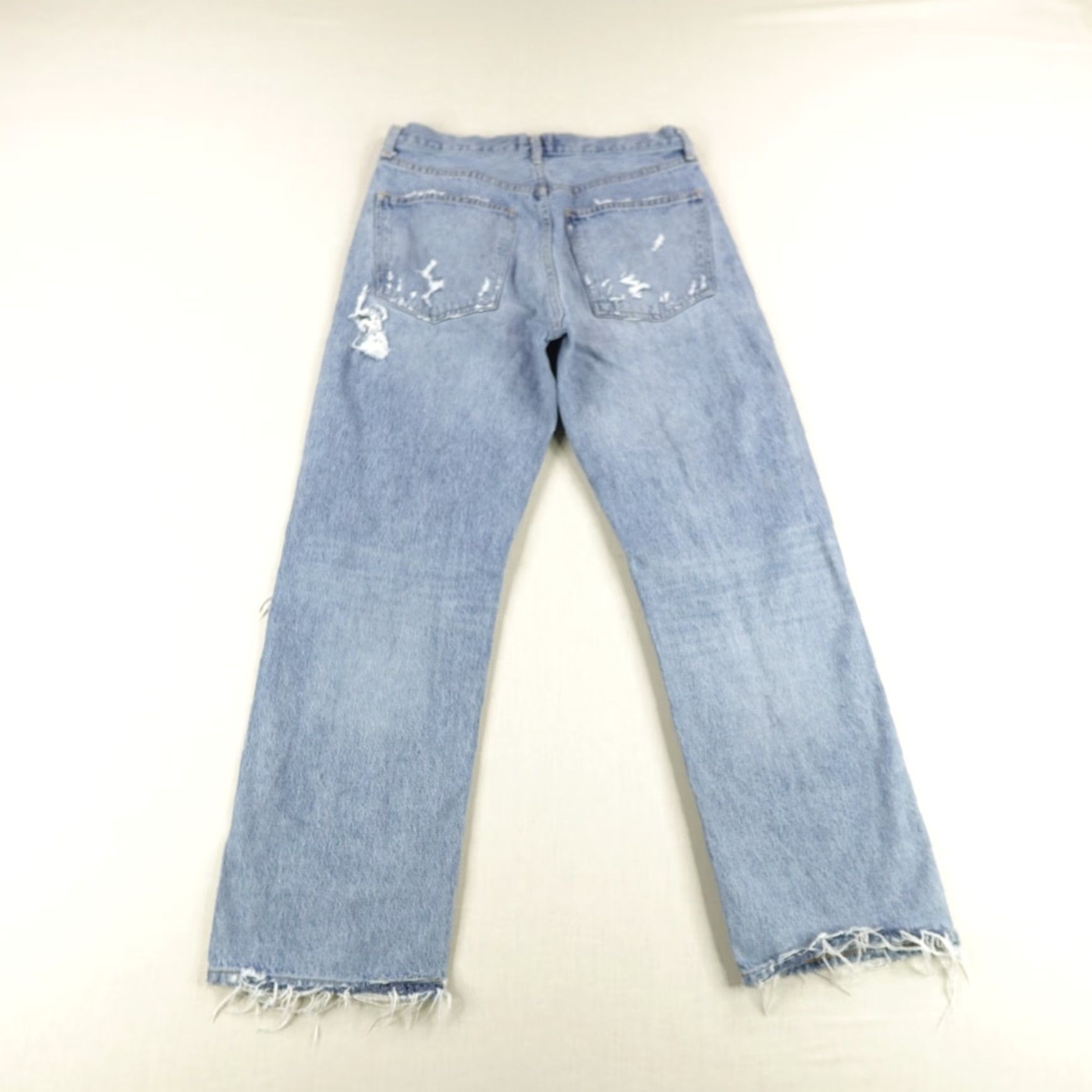 Agolde AGOLDE Jeans Womens 30x28 Light Blue Distressed Straight High Rise Button Fly 90s Size 30" / US 8 / IT 44 - 5 Thumbnail