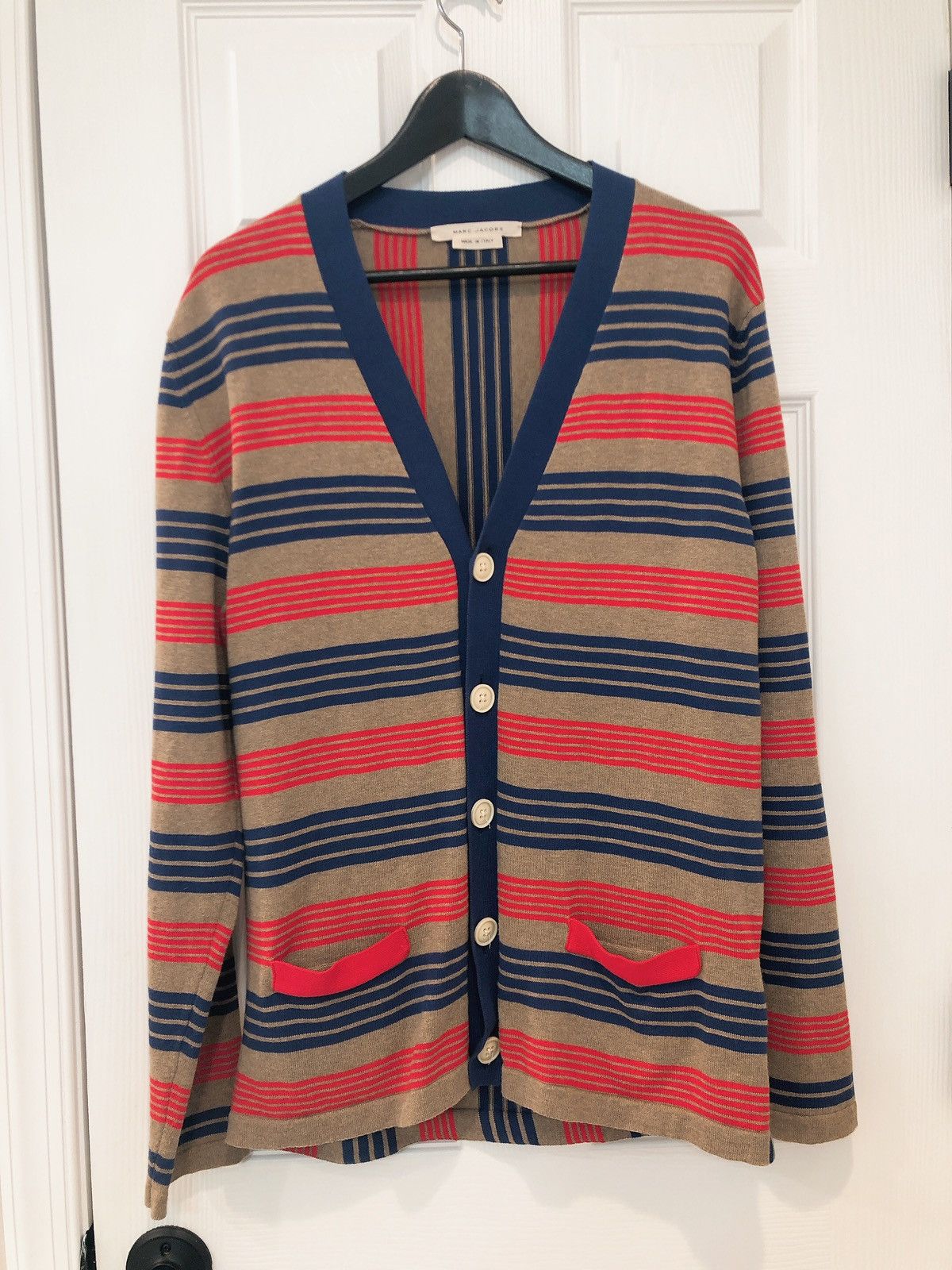 image of Marc Jacobs Ss14 Runway Cotton Striped Cardigan in Blue, Men's (Size Medium)