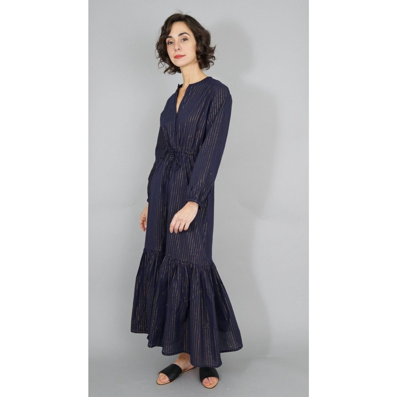 Emerson Fry India Collection Emerson Fry Frances Navy Cotton Dress XS Size XS / US 0-2 / IT 36-38 - 1 Thumbnail
