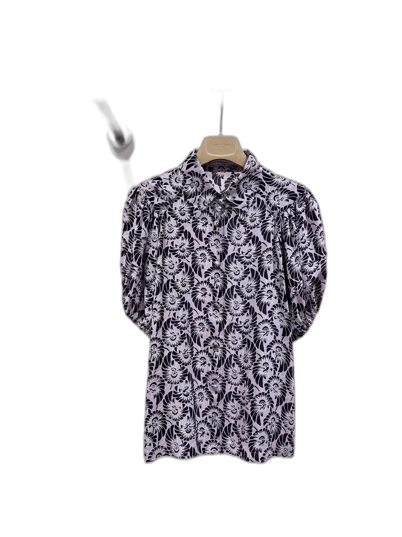 Prada Prada Silk Shirt with Floral Print-2506 Size S / US 4 / IT 40 - 1 Thumbnail