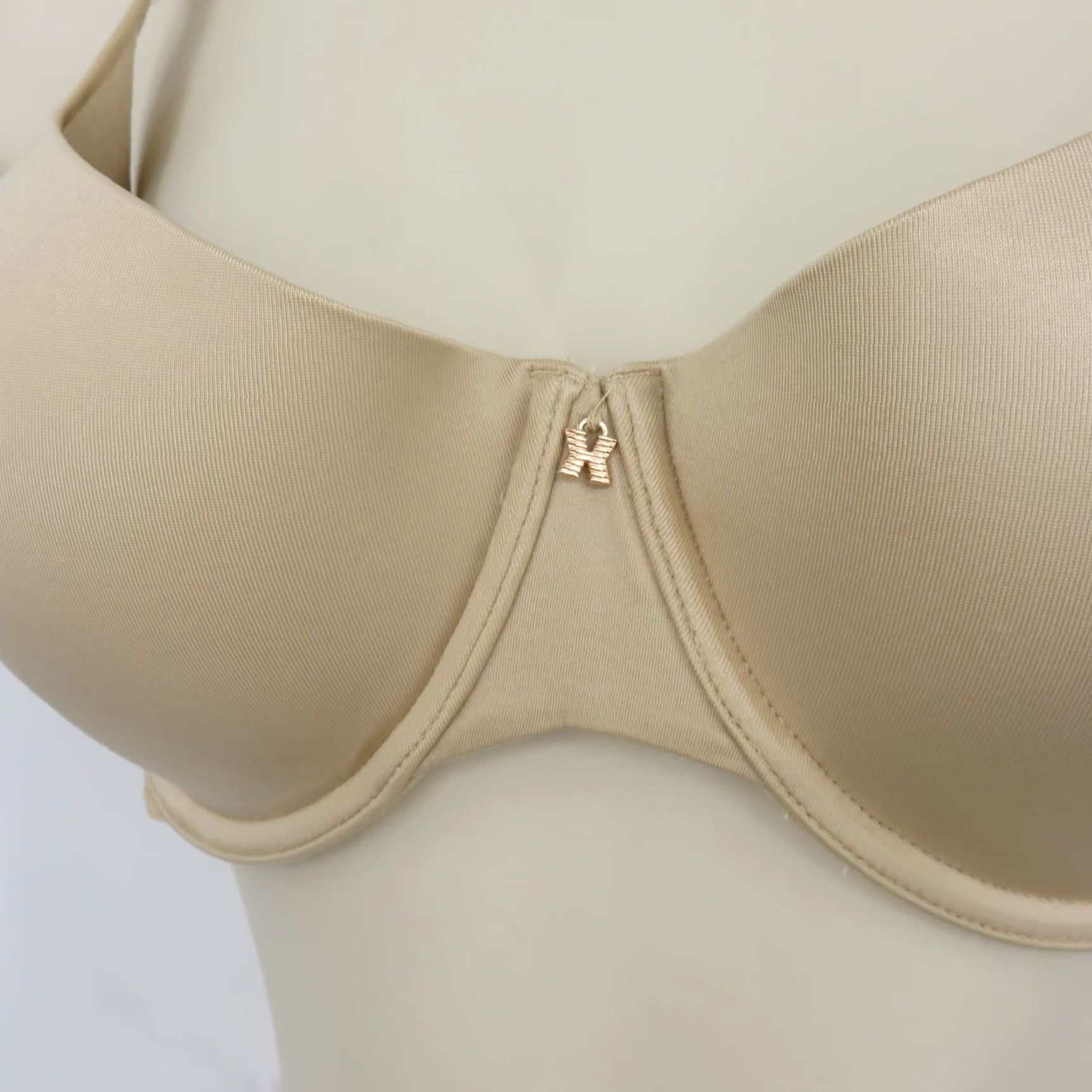 Vintage Savage X Fenty Bra 34DD Beige Underwire Lined Logo Straps Nylon Blend Balconette Womens Size ONE SIZE - 5 Thumbnail