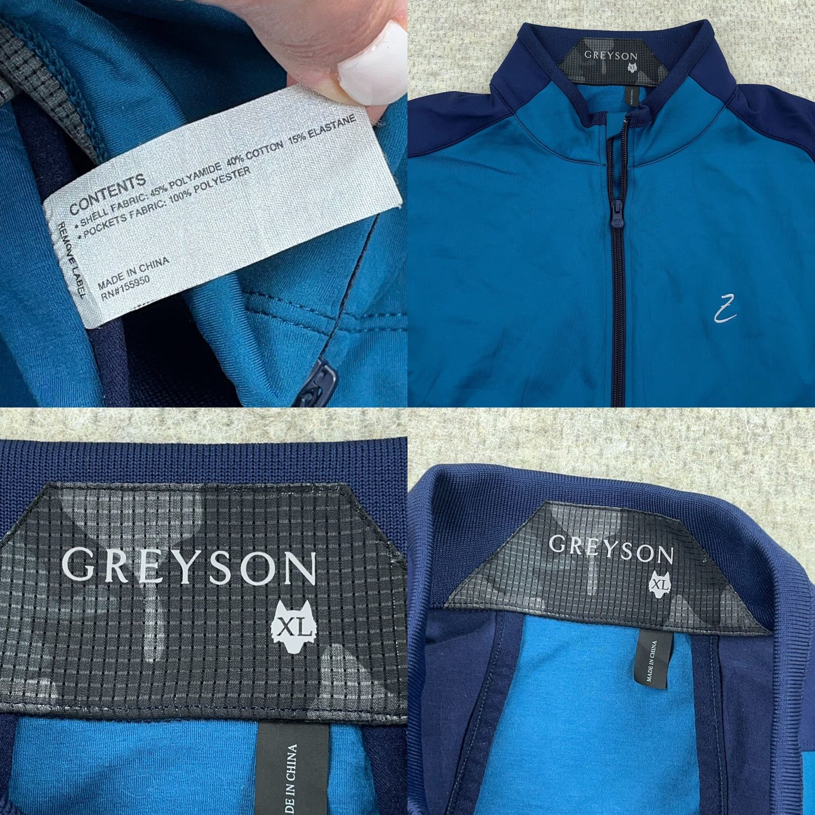 Vintage Greyson Jacket Men XL Blue Full Zip Windbreaker Golf Performance Wicking All Seasons Pockets Hooded Regular Modern Sports Casual Size US XL / EU 56 / 4 - 8 Thumbnail