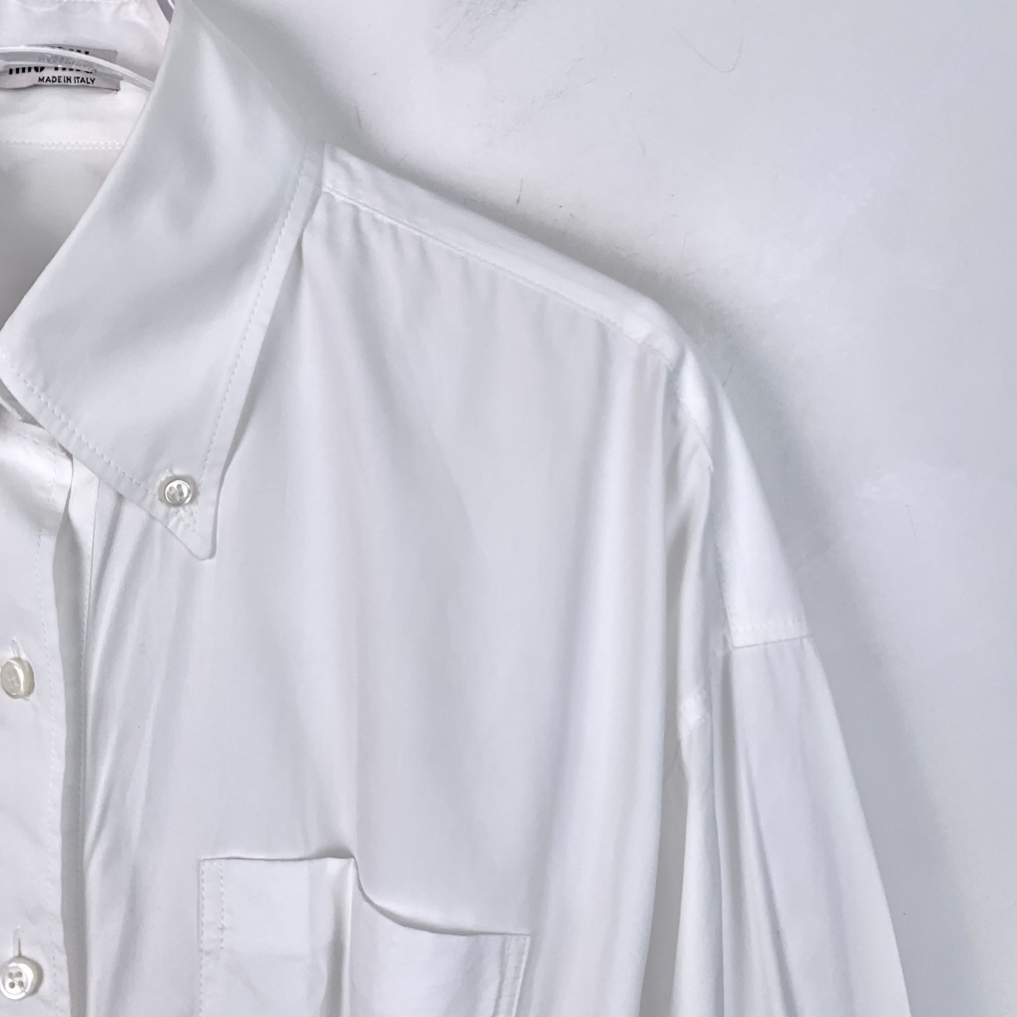 Miu Miu Miu Miu Womens White Cropped Button-Up Shirt With Logo Waist Size XS / US 0-2 / IT 36-38 - 6 Thumbnail