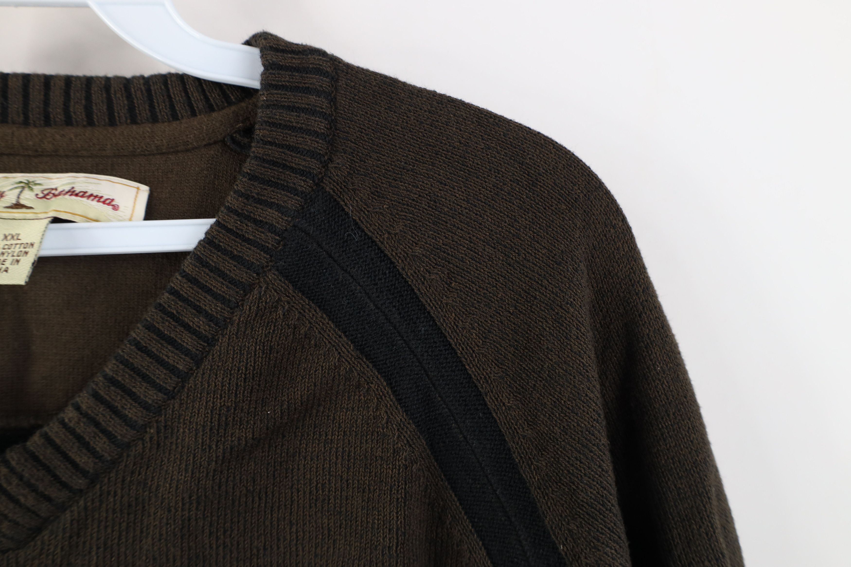 Tommy Bahama Vintage Tommy Bahama Blank Ribbed Knit V-Neck Sweater Brown Size US XXL / EU 58 / 5 - 6 Thumbnail