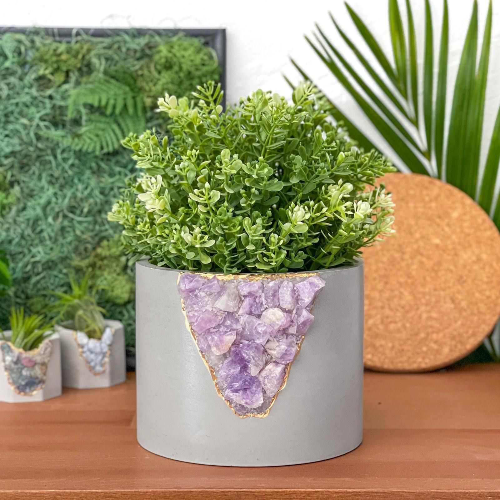 Other Large Geode Planter Big Amethyst Crystal Planter Pot Purple Size ONE SIZE - 4 Thumbnail