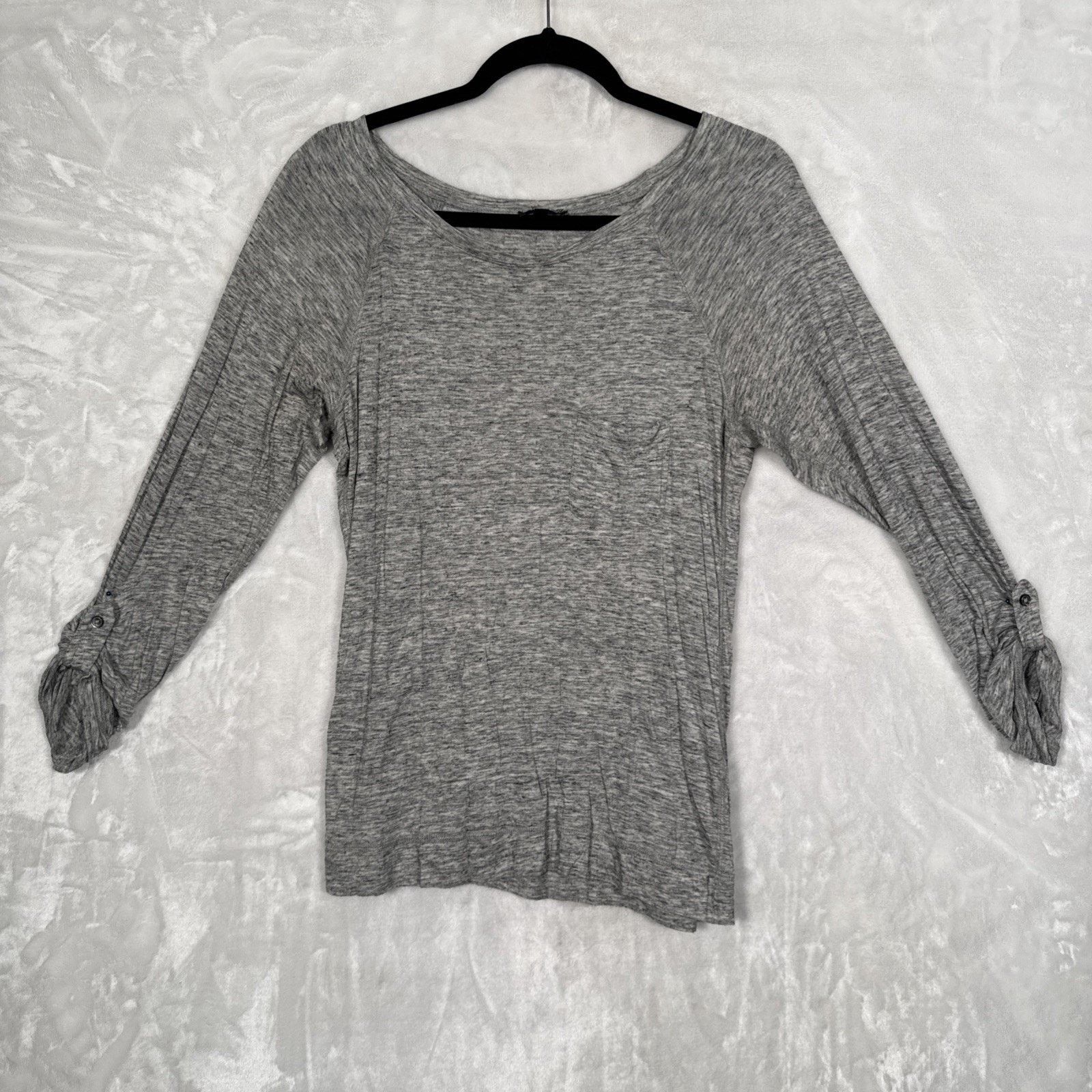 Express Express Top Womens Small Gray Long Roll Tab Sleeve Pullover Size S / US 4 / IT 40 - 1 Thumbnail