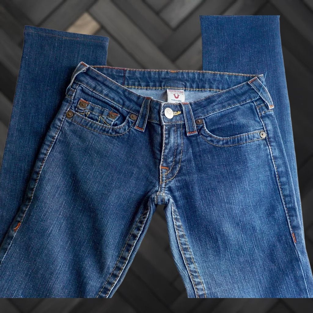 True Religion TRUE RELIGION Stevie Blue Denim Straight Leg Jeans SZ 27X30 Women's Cotton/Spandex Size 27" / US 4 / IT 40 - 1 Thumbnail