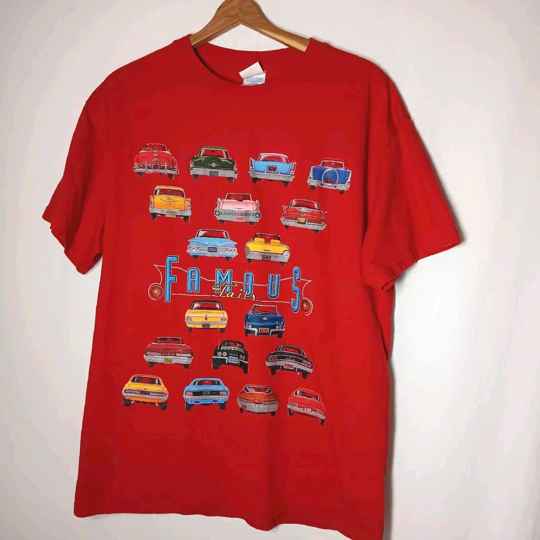 Vintage FAMOUS Tails Shirt T-Shirt Man L Red Classic Cars Tennessee River Crew Neck Cotton Short Sleeve Vintage Auto 80s 90s Mens Size US L / EU 52-54 / 3 - 2 Thumbnail