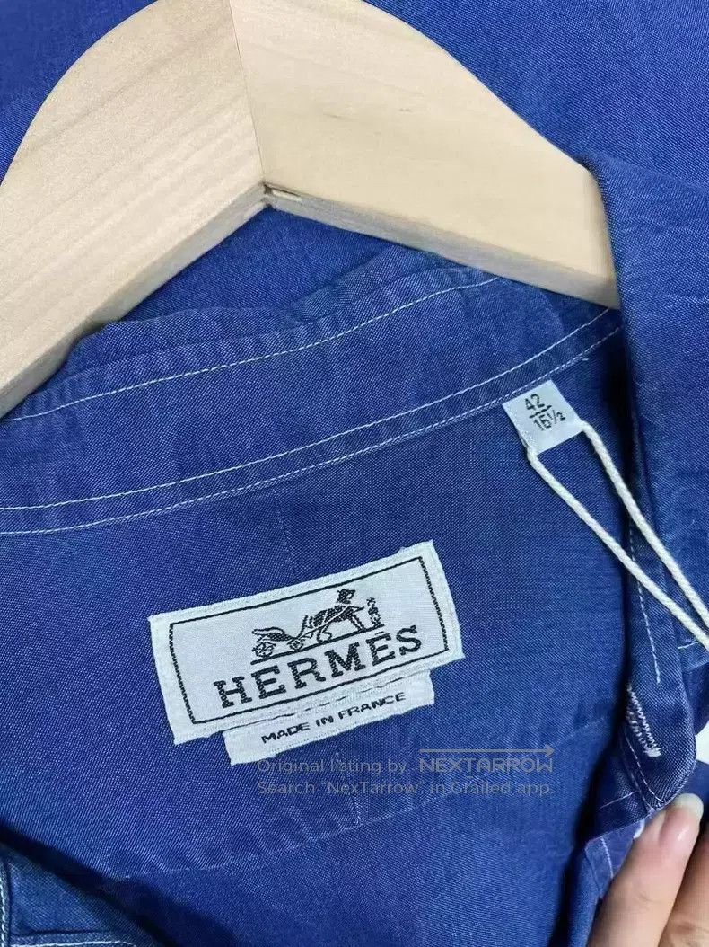 Hermes Hermes size 42 Lightweight Denim Long Sleeve Shirt Size US S / EU 44-46 / 1 - 4 Thumbnail